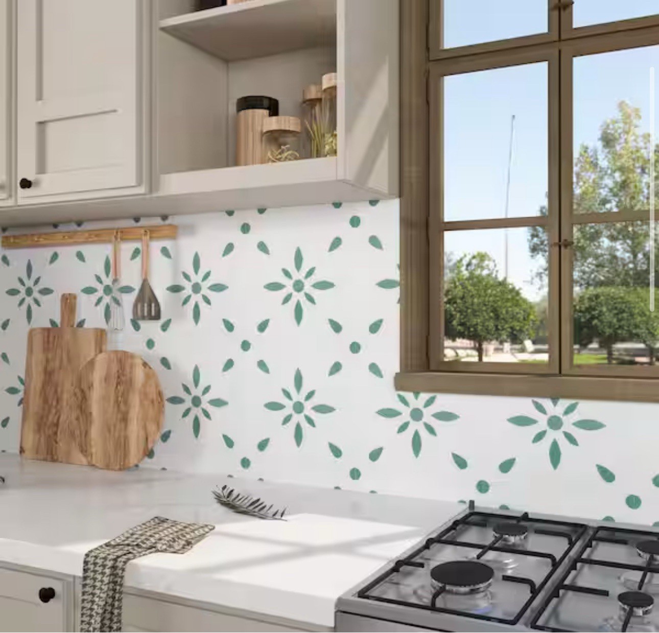 Green Vinyl Peel and Stick Backsplash, Wall Tile for Kitchen (10PKG/9.69sq ft)