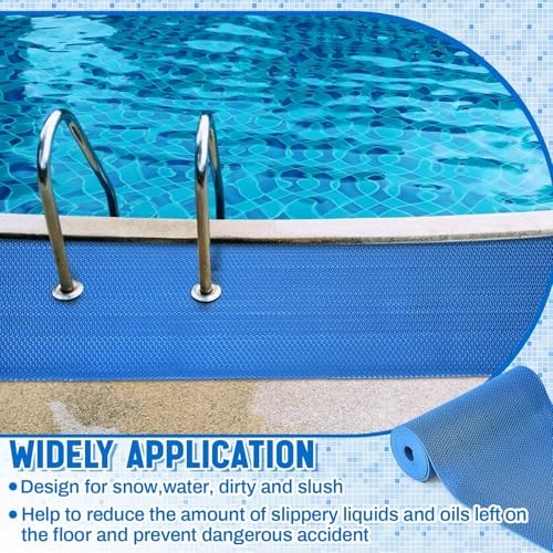 1.3×10 ft Non‑Slip Pool Drainage Floor Mat, 16″ x 118″ (Rectangular) Blue