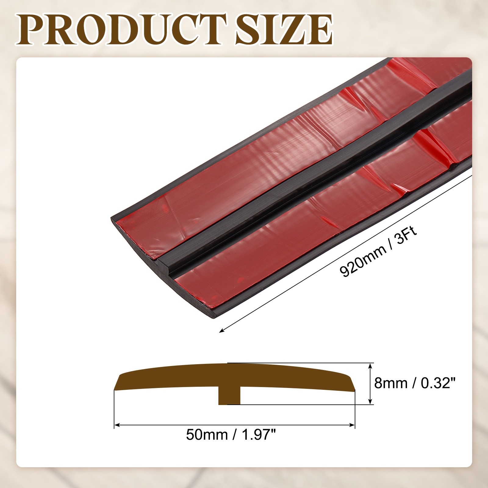 1.97″x3Ft Black T-Molding Transition Strip Vinyl Floor Edge Trim for Gap