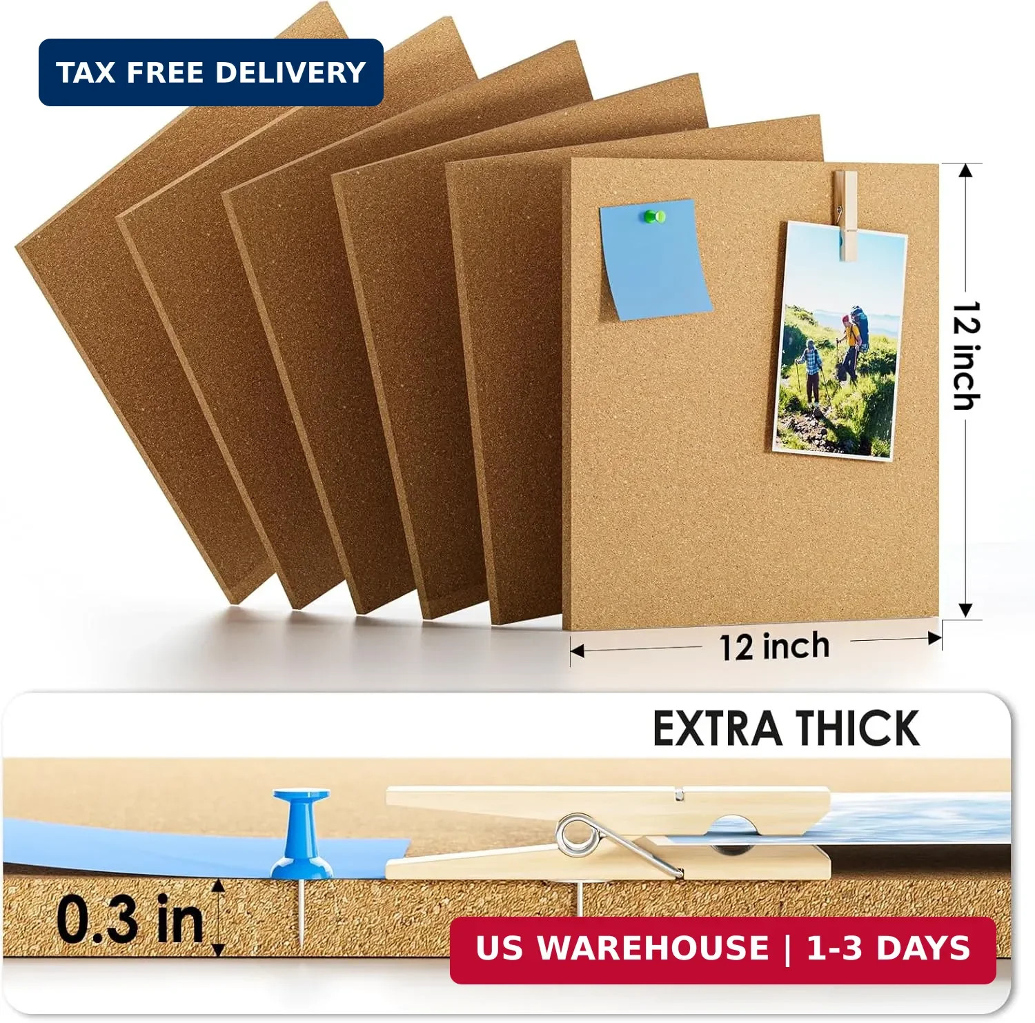 MaxGear 36″ x 24″ Large Cork Board for Wall, 6 Pack 12″ x 12″ Tiles | Self-Heali