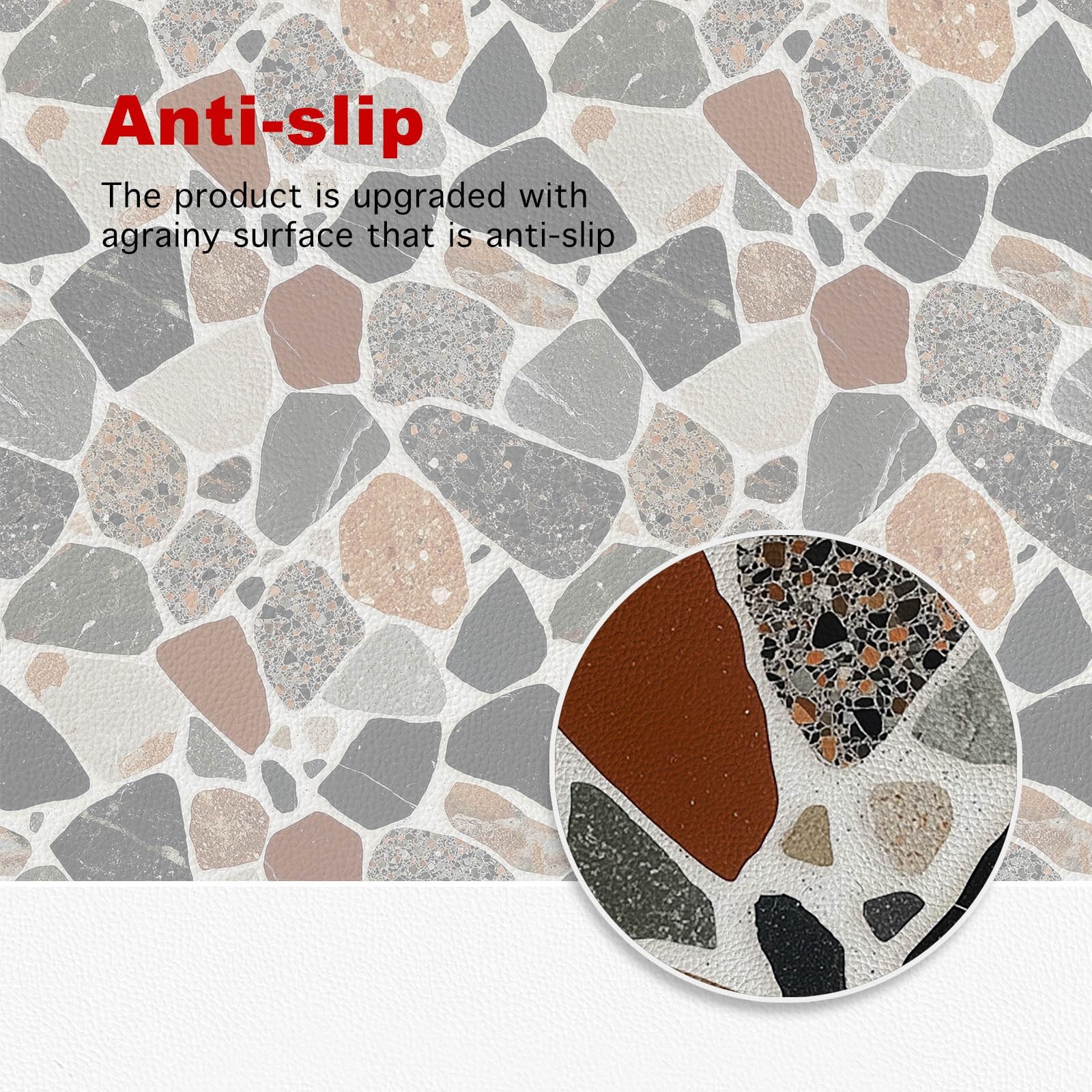 10PCS 12×12 Inch Terrazzo Stone Look Peel and Stick Floor Tiles Flat Self Adh…
