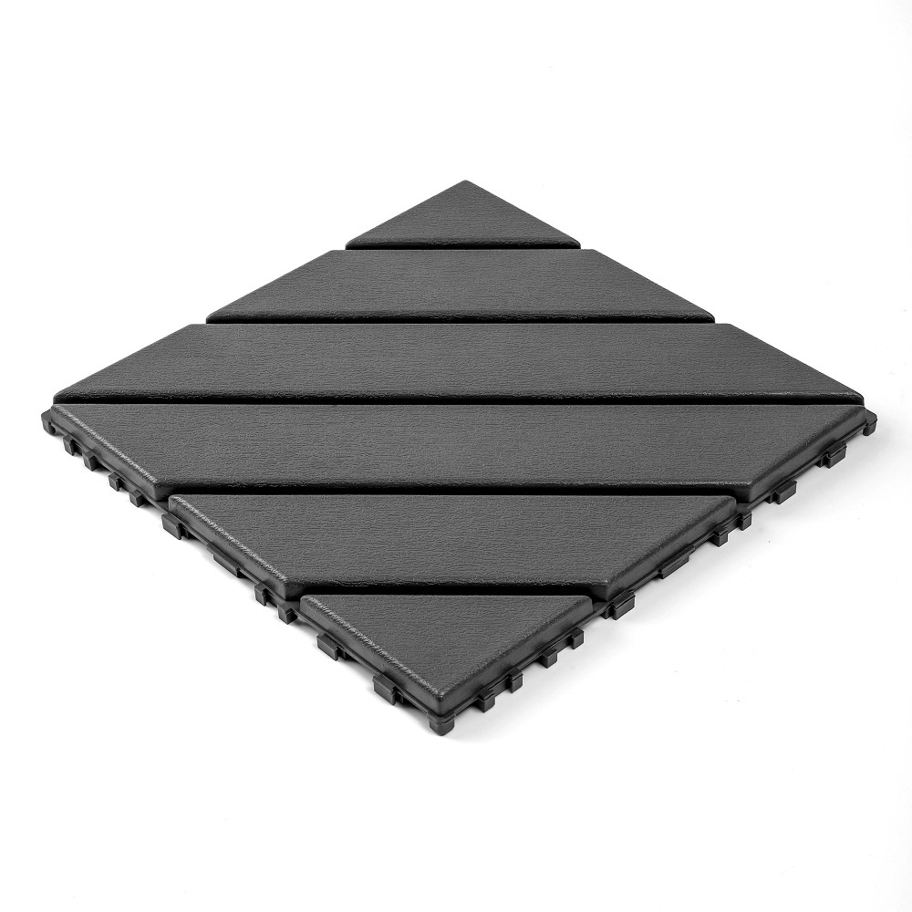 44 Pack Dark Gray Interlocking Decking Tiles 12×12 Inch PP All Weather