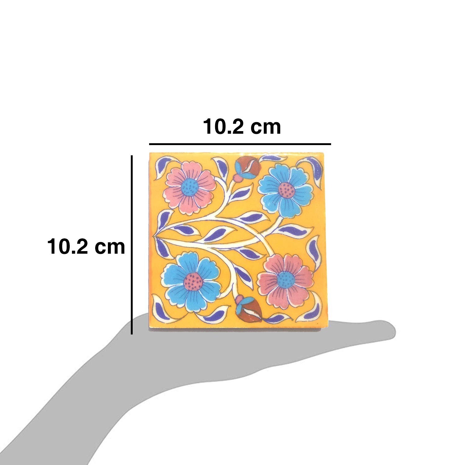 Interior Exterior Flooring Wall Ceramic Tile Yellow & Multi 4 x 4 in Set of 6
