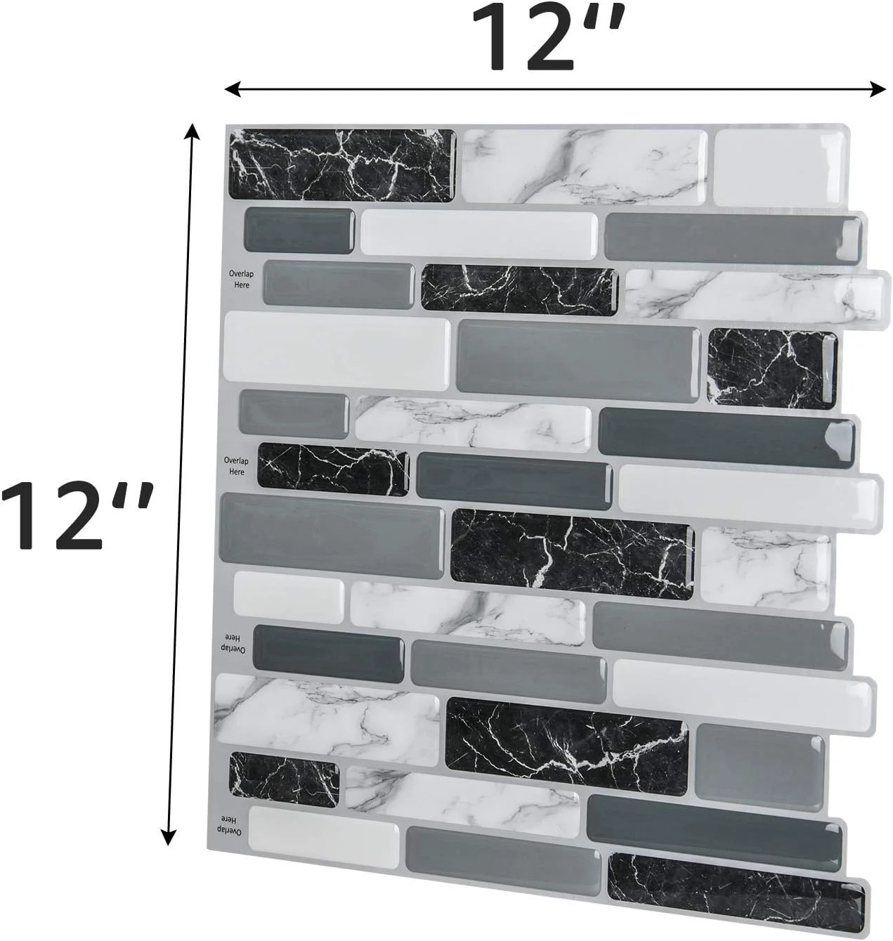 10-Sheet Peel and Stick Kitchen Backsplash Tiles, 12″x12″ Self-Adhesive Marble G