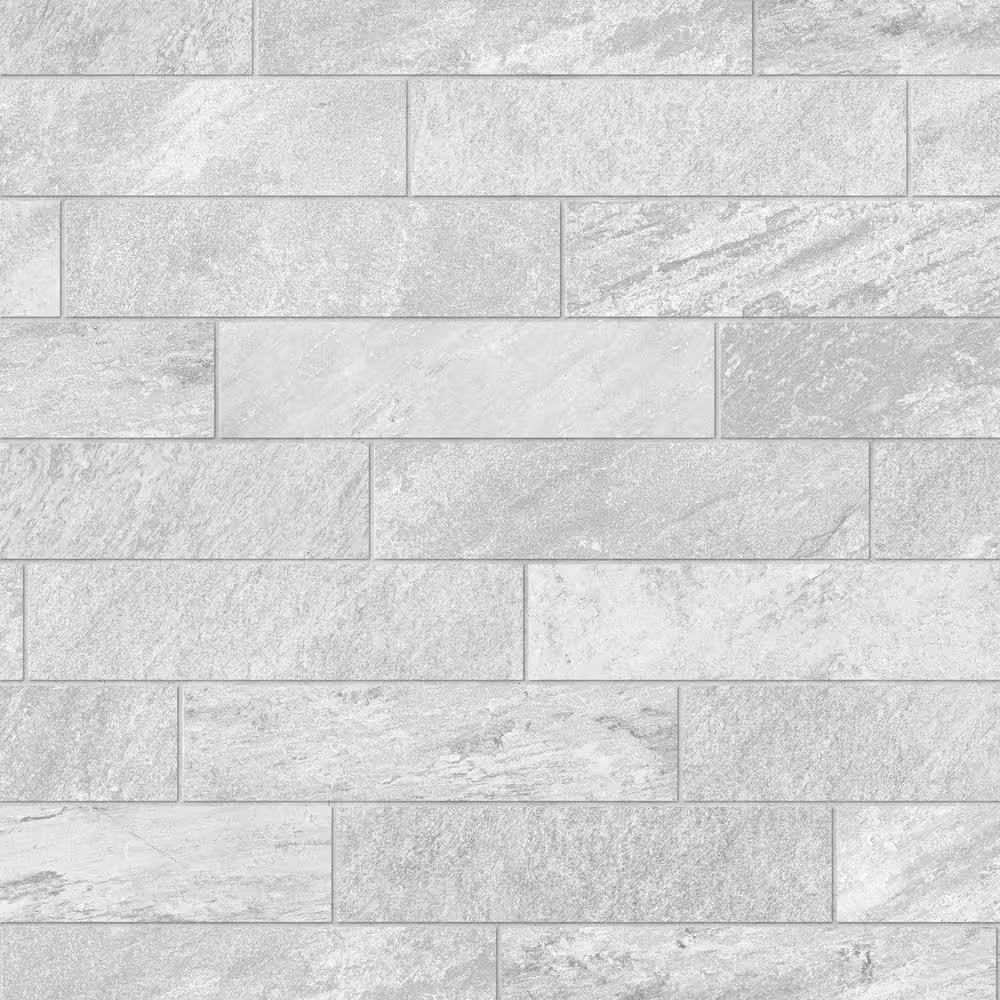 Alpe Graphite Matte 3 In. X 12 In. Quartzite Stone Look Porcelain Floor and Wall