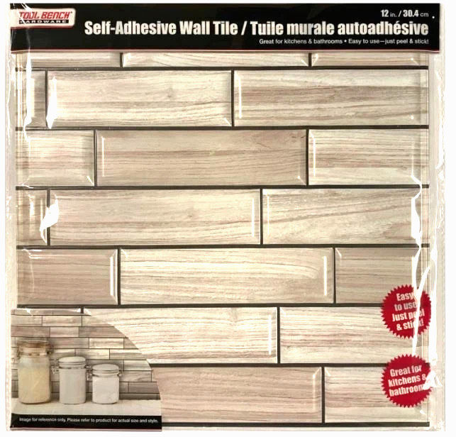15 pcs – 3D Peel Stick Antique White Gray Wood Grain Wall Tile Lightweight 12 “