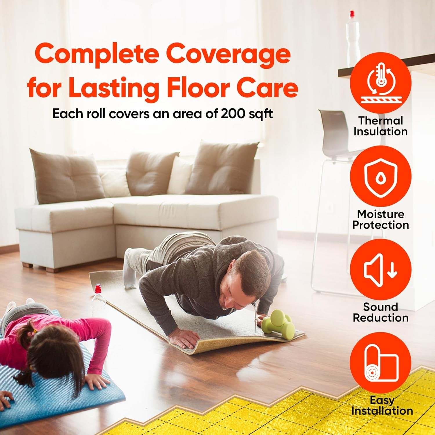 Superior 3mm GoldMax Underlayment – Easy Install & Noise Reduction – 200 sqft