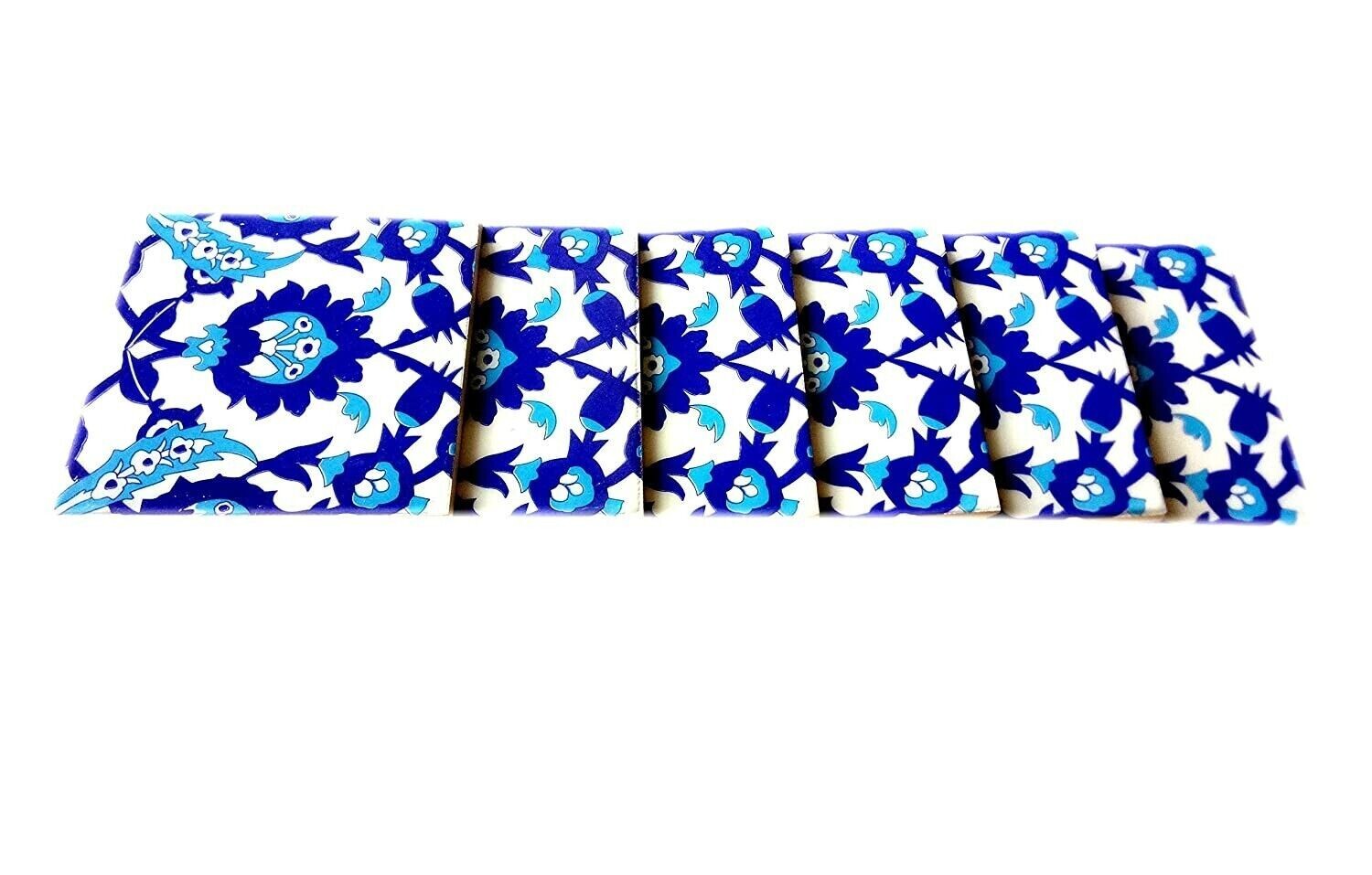 Traditional Decorative Handmade Ceramic Floral Tiles 6 X 6 Inch Pack of 6 Tiles