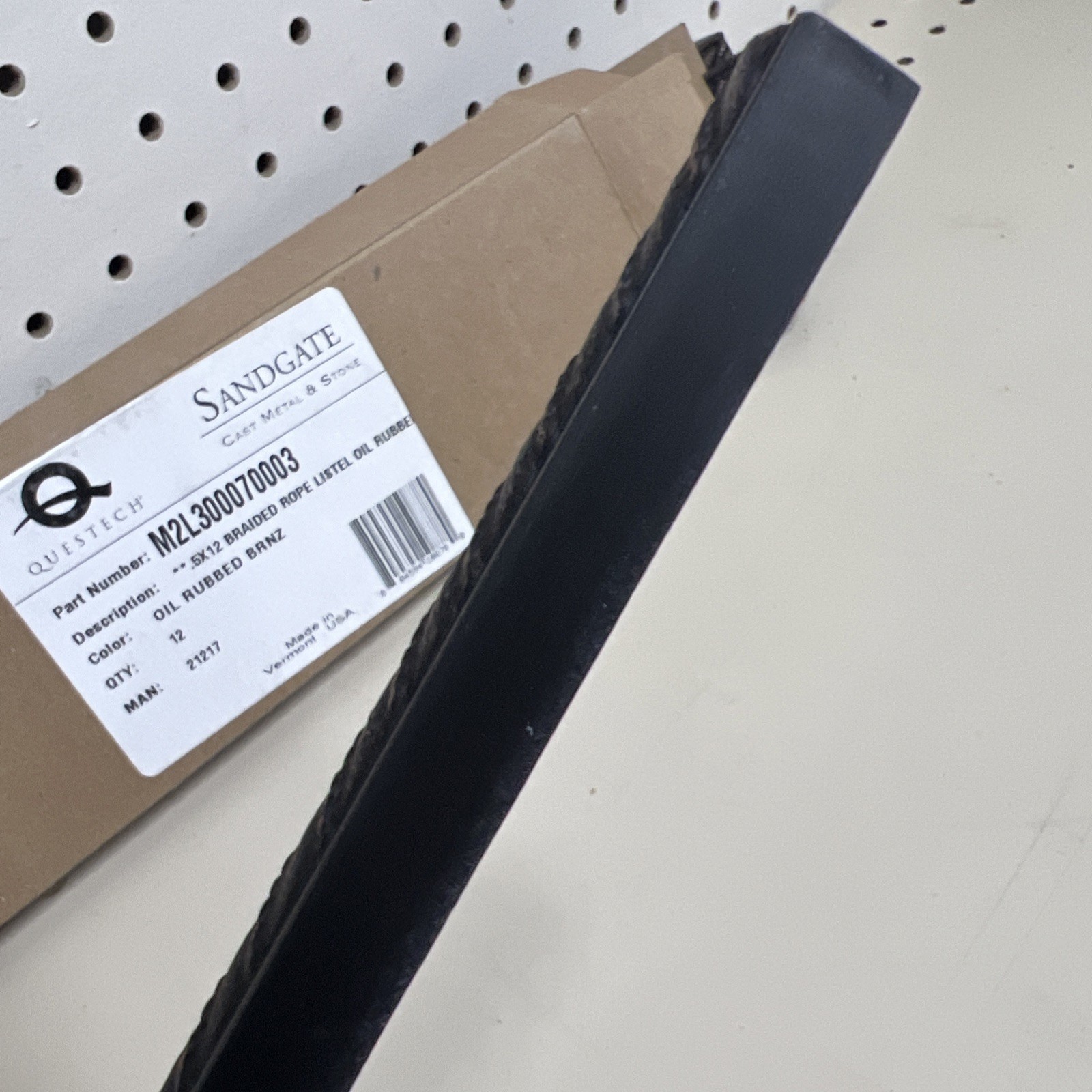 12 Questech Composite Trim Tile .5×12 Braided Rope Listel Oil Rubbed Bronze