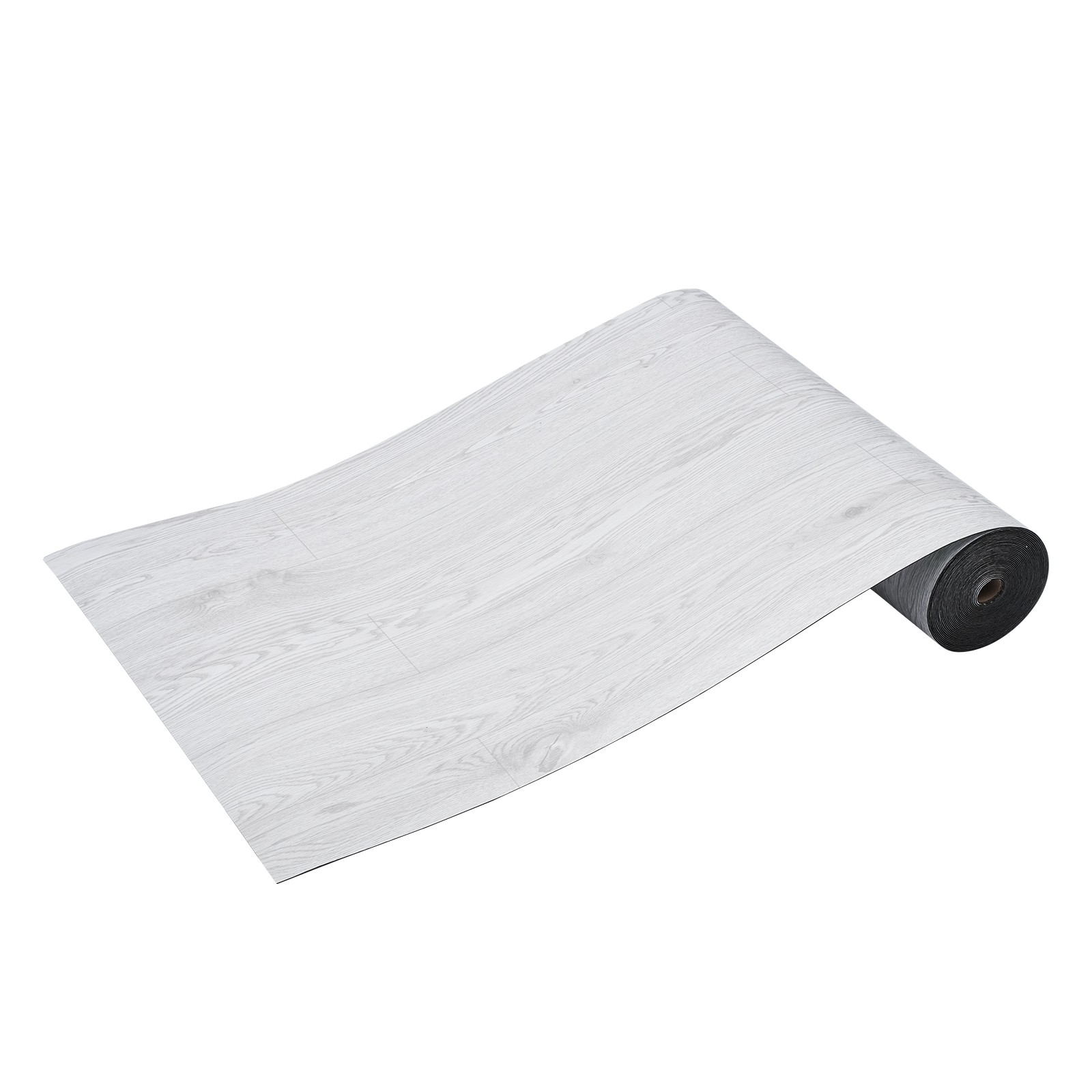 Uimoso 32.5FT Adhesive Vinyl Flooring, 1.5mm Thick, Light Gray Wood Design