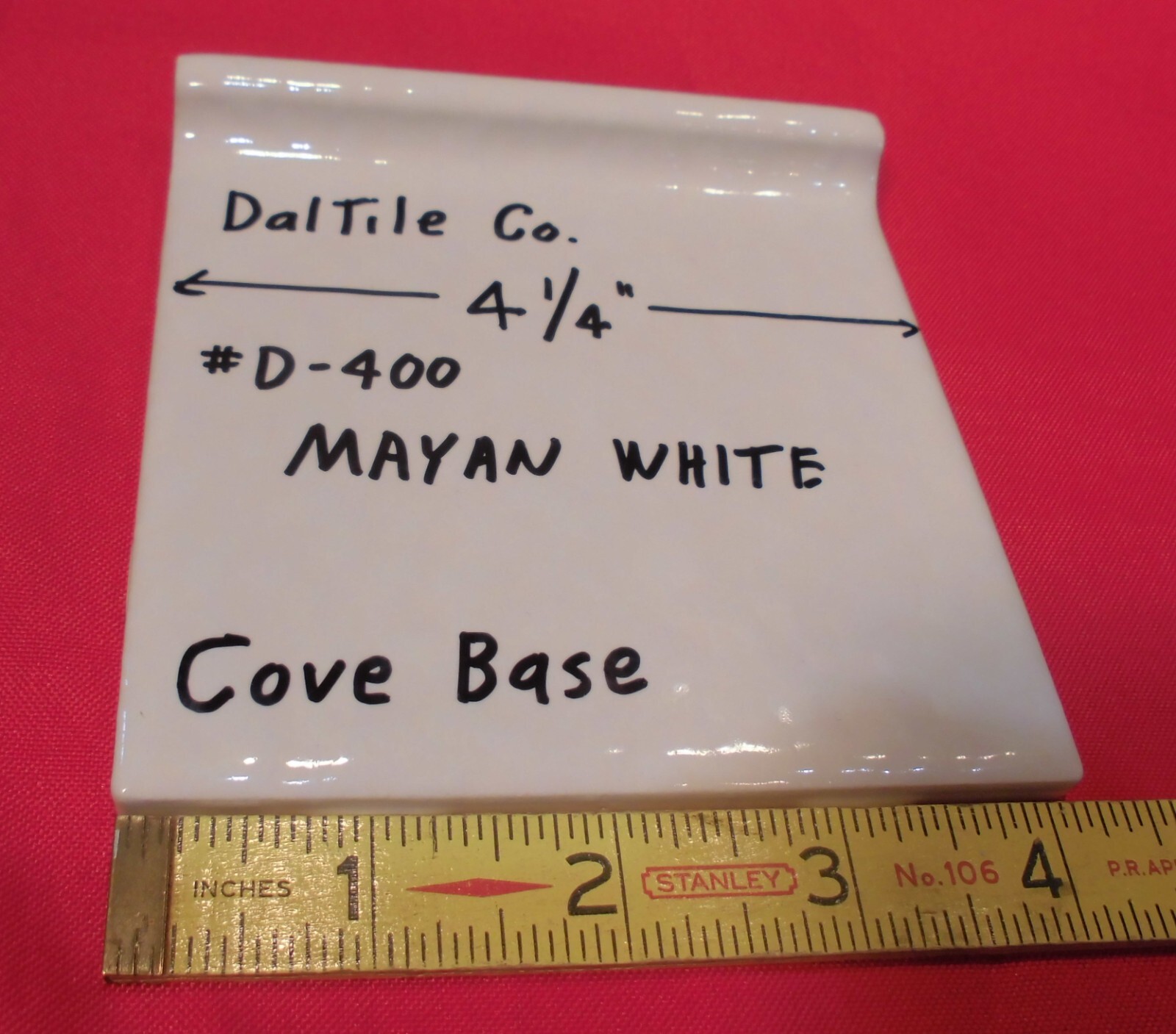 1 pc. Mayan White: Cove Base Ceramic Tile: Daltile 4-1/4″ Big Bumps, Dimple NEW
