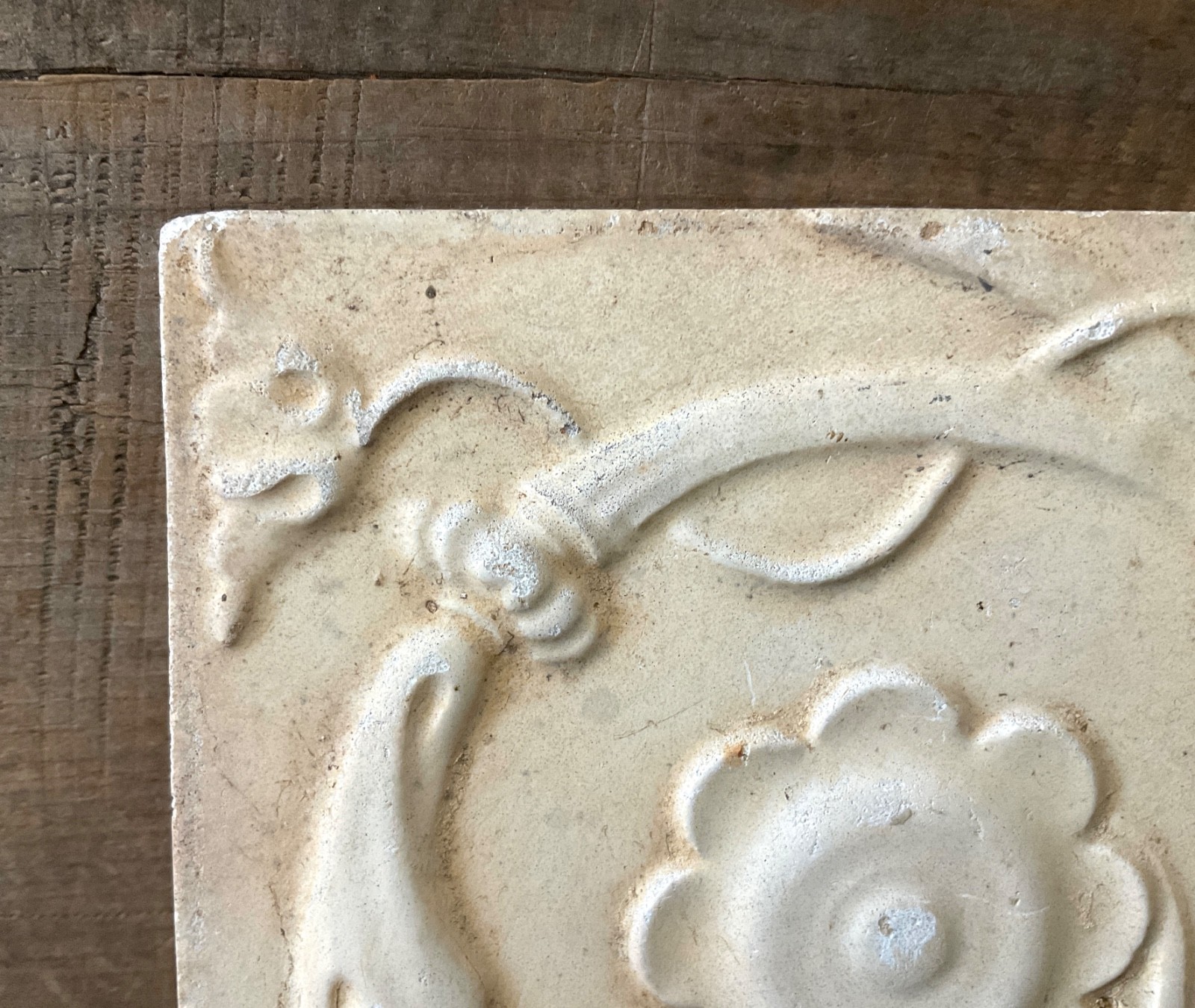 Vintage Tile Architectural Salvage Stone Cast Victorian Style 6” Rosette Tile