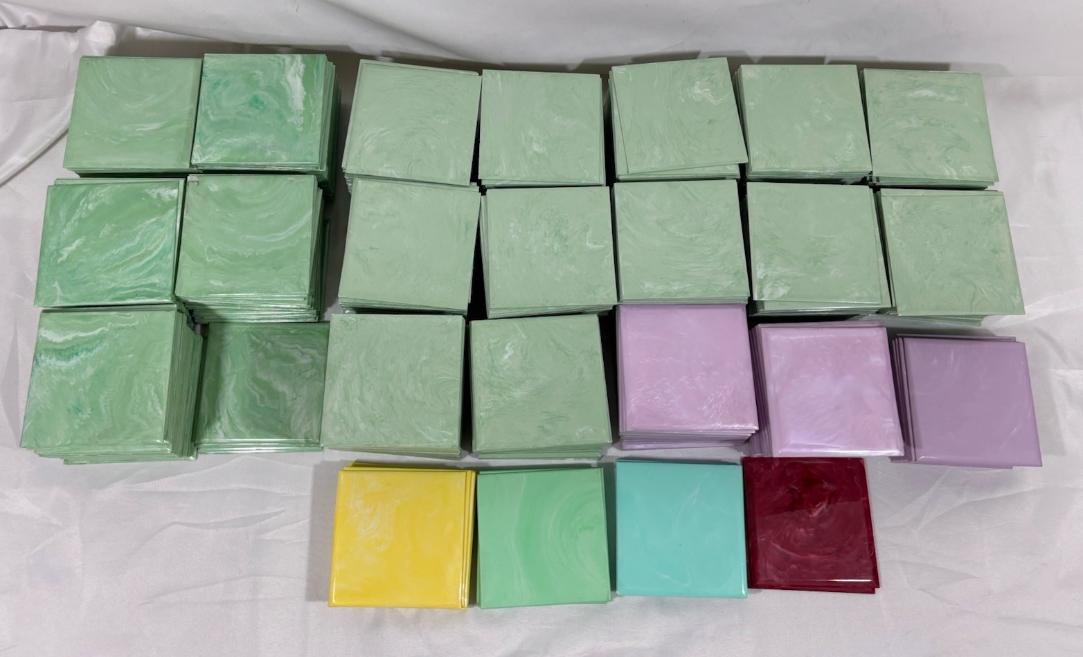 5 Vintage Yellow Marble Plastic Polystyrene Wall Tiles 4.25″x4.25″