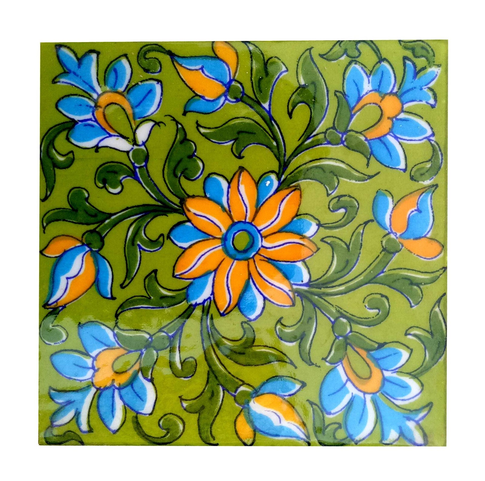 Designer Interior Exterior Flooring Wall Ceramic Tile Multi, 4 x 4 in Set of 6