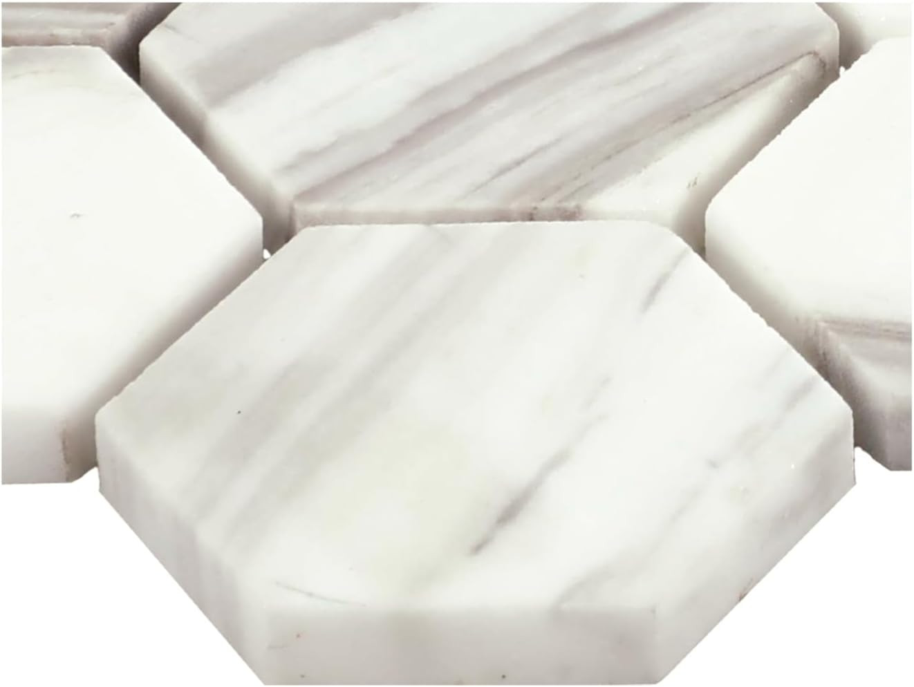 Eclessia Hexagon Marble Mosaic Tiles – 10 PCS, 9.70 SQFT per Carton