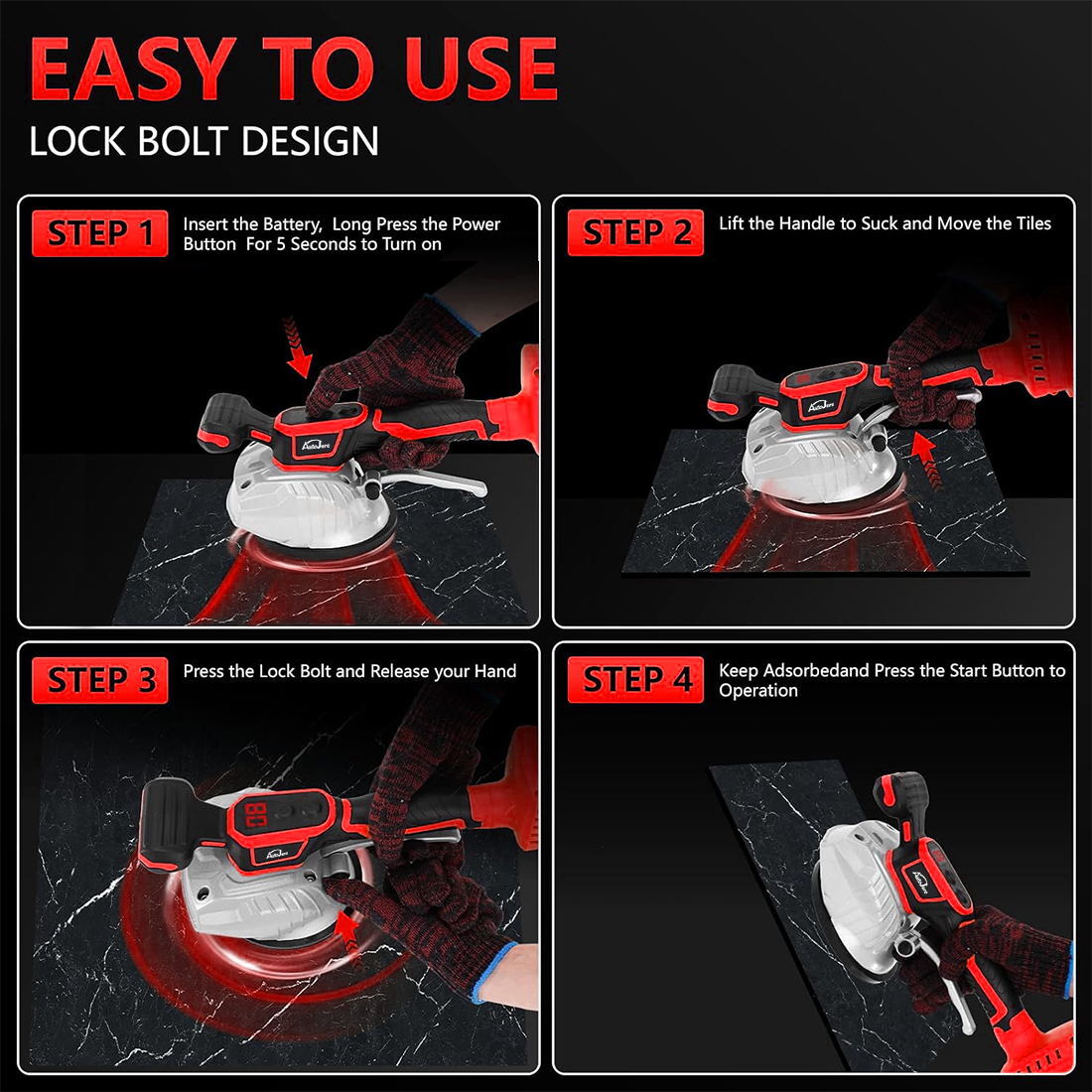 Tile Vibration Leveling Machine for Milwaukee 18V Battery , 5 Adjustable Speed