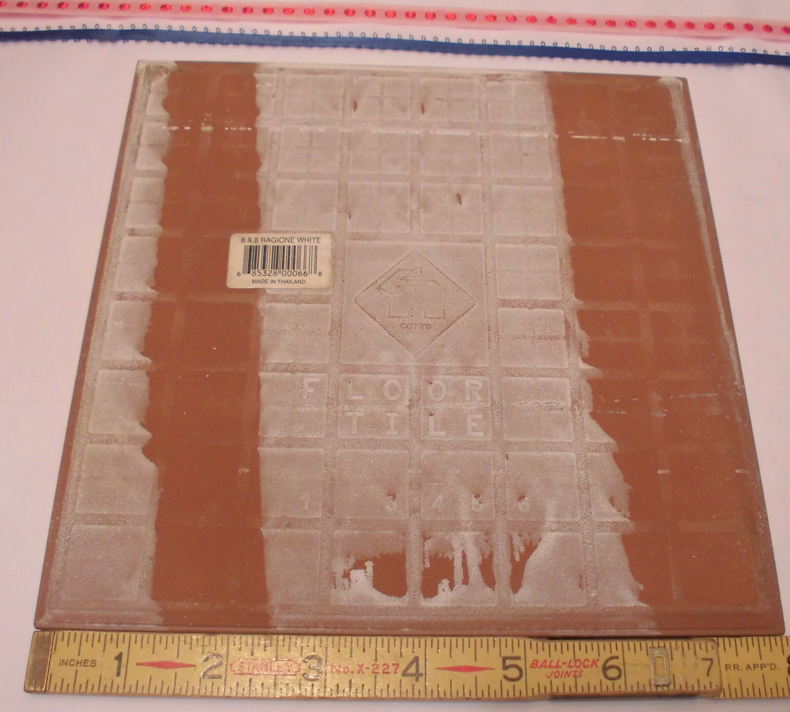 1 pc. *White* Ragione Ceramic Floor Tile 8″ Very Lightly Textured; almost smooth