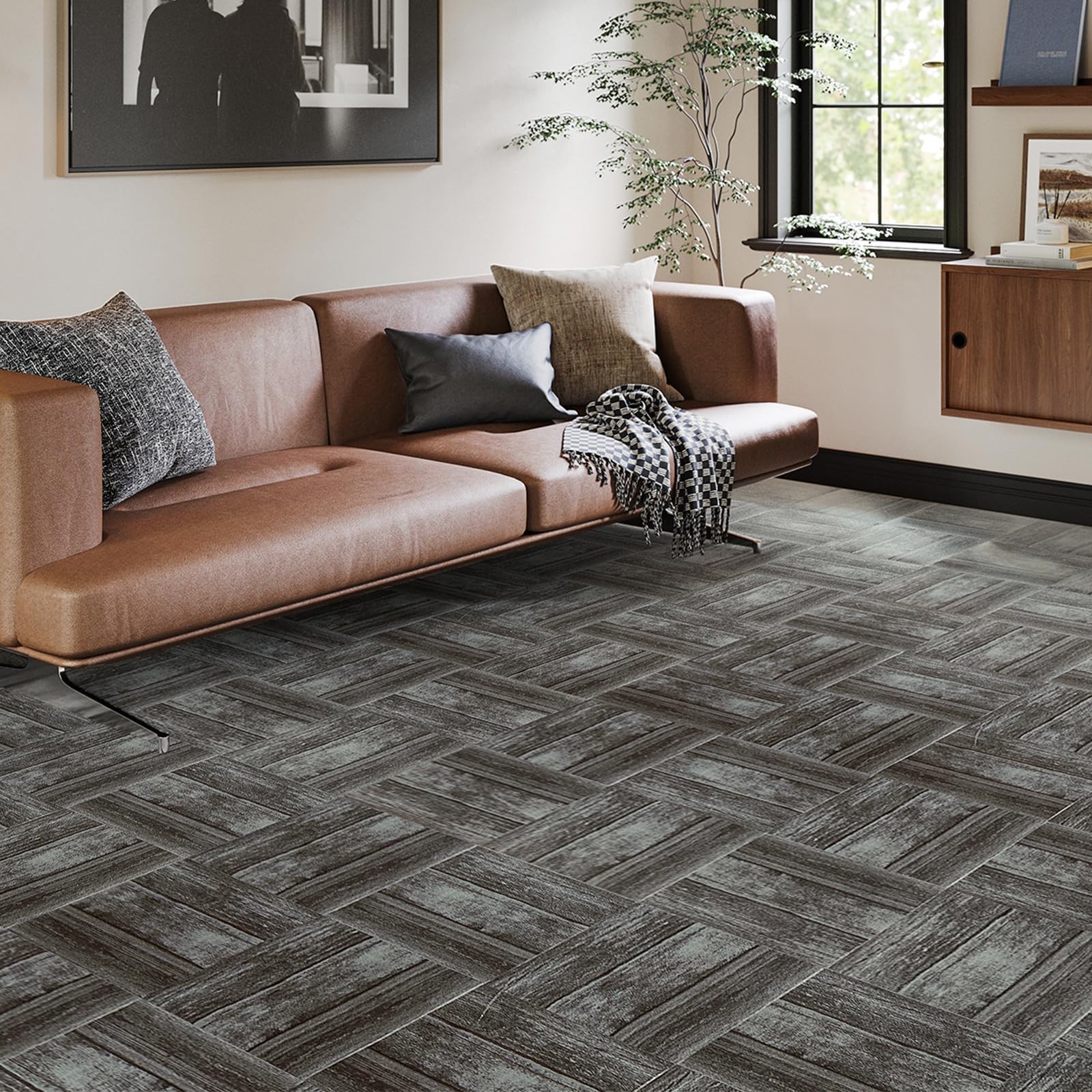 30-Pack Peel and Stick Floor Tiles, 12 x 12in Vinyl Flooring Tiles, Self-Adhe…