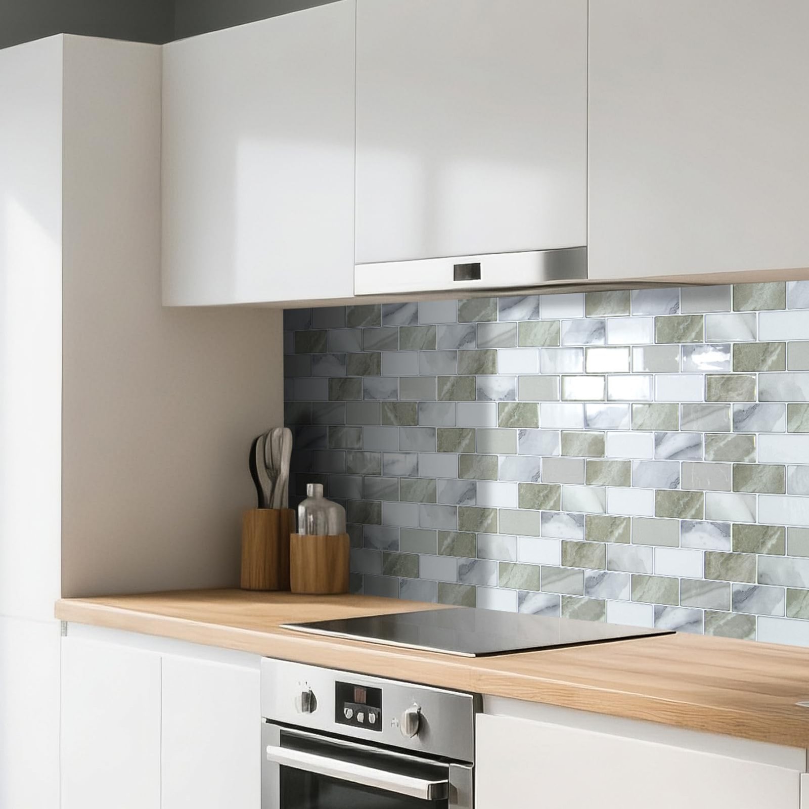 Art3d Peel and Stick Beige & White Wall Tiles – 12″x12″ Thickened Design Back…