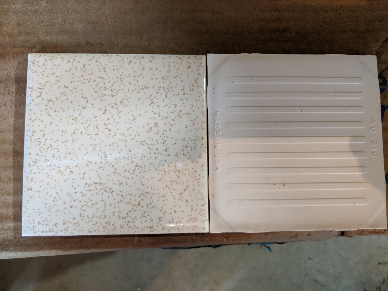 2 pieces 4 1/4″ Ceramic Tile 46 Buckwheat Brown Speckled American Olean Tile