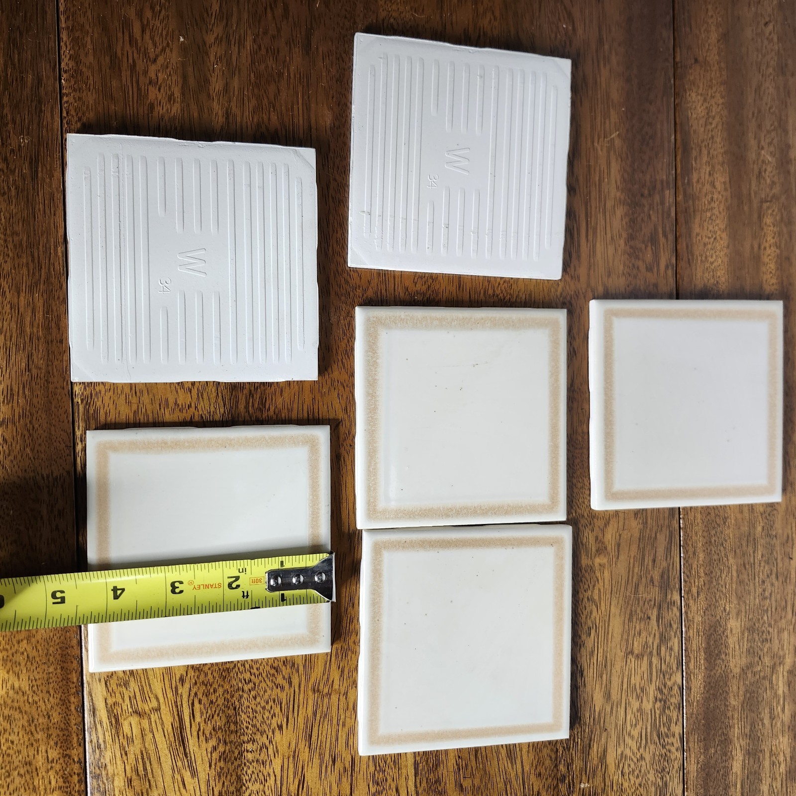 Vtg 4.25 x 4.25 Semi-Gloss Ceramic Wall Tile Made in USA Lot Of 6 Tiles