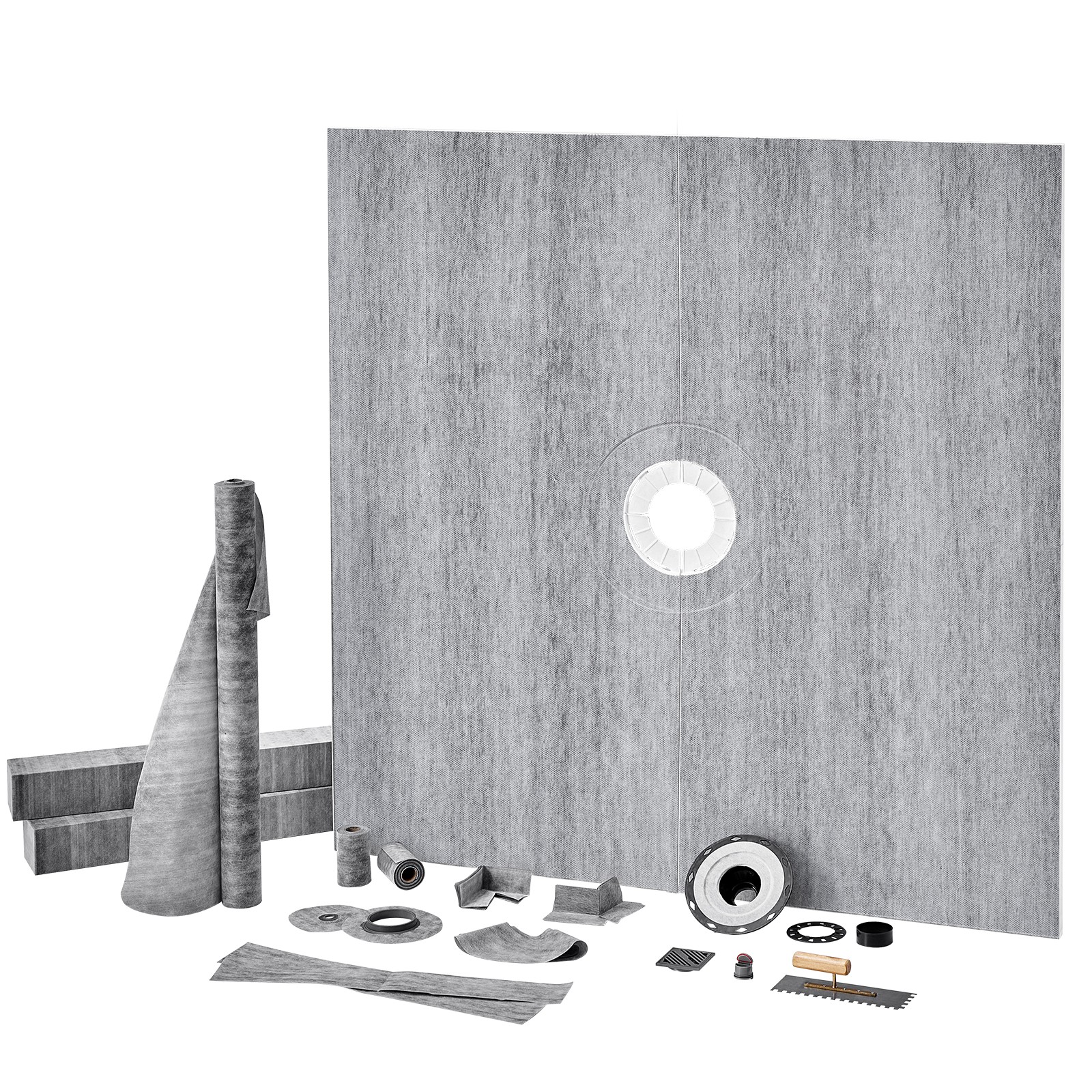 VEVOR ABS Shower Curb Kit Shower Pan Kit 72×72″ w/ 2″ Central Flange Waterproof