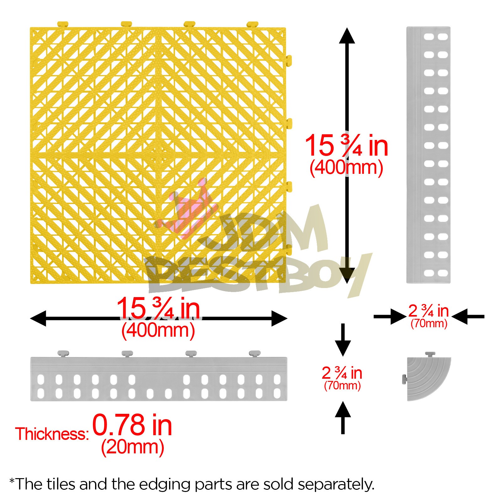 42pcs 16″x16″ Yellow Garage Floor Mat Perforated Flooring Tile Shop Interlocking