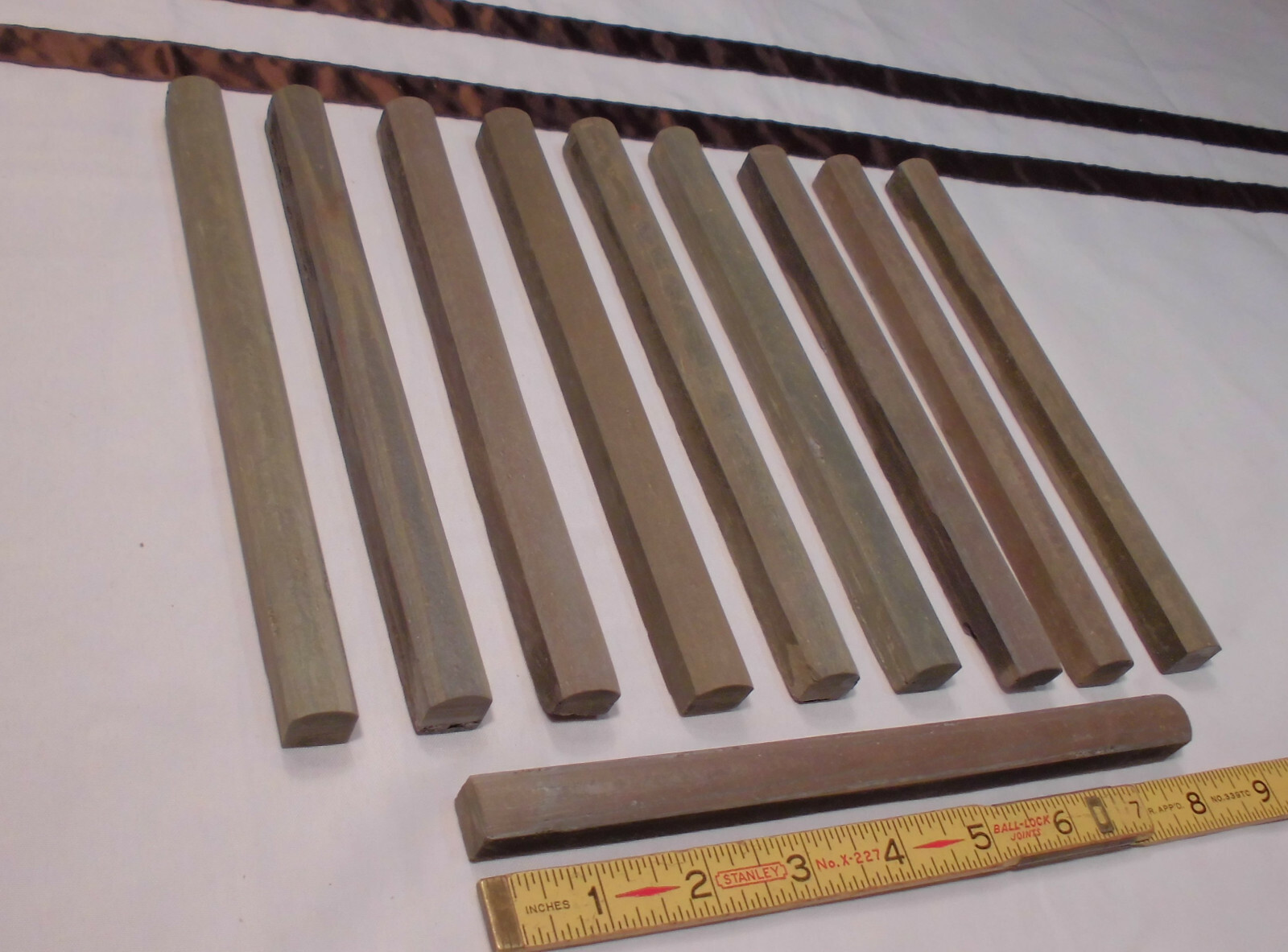 10 pcs. *Indian Reds* Natural Stone Pencil Liner Tiles…Domed 1/2″ X 8″ Mint