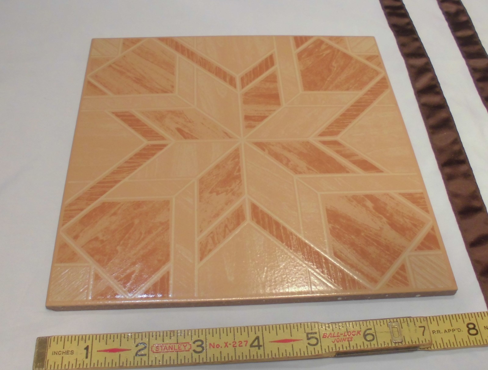1 pc. *Parquet Wood Look* Ceramic Floor Tile 8″ X 8″ by Interceramic Co. NEW