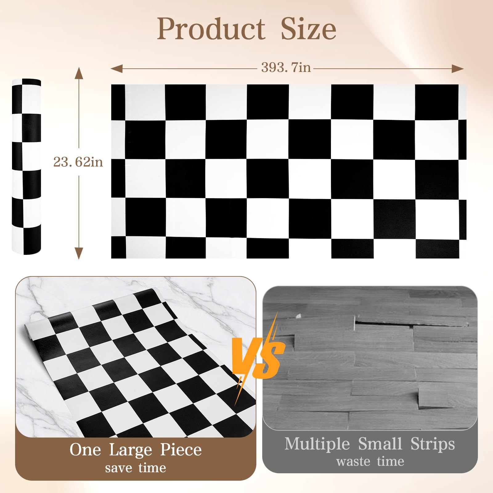 Durteljana Peel and Stick Floor Tiles Vinyl Flooring Roll 23″x 393″/64 Sq.Ft