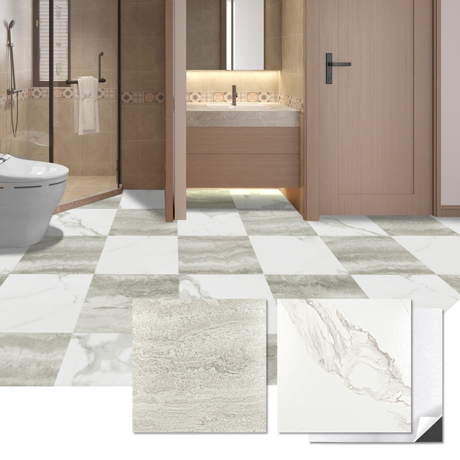 Art3d Peel and Stick Tile Vinyl Floor Tiles 30-Pack 12 x 12 inch Cover 30 Sq. Ft