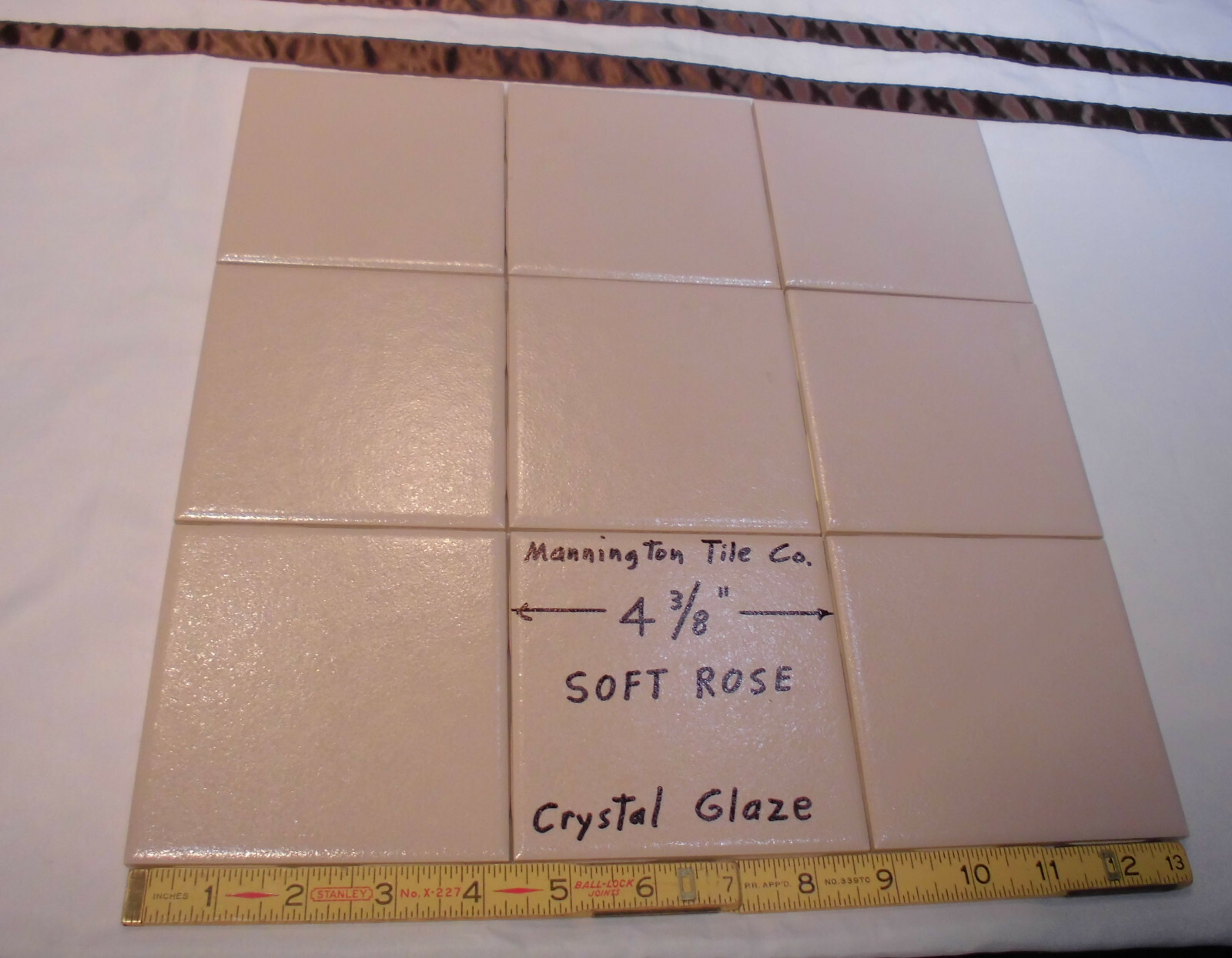 9 pcs. Light-Rose-Pink: 4-3/8″ Ceramic Tile by Mannington, Matte/Crystall Glazed