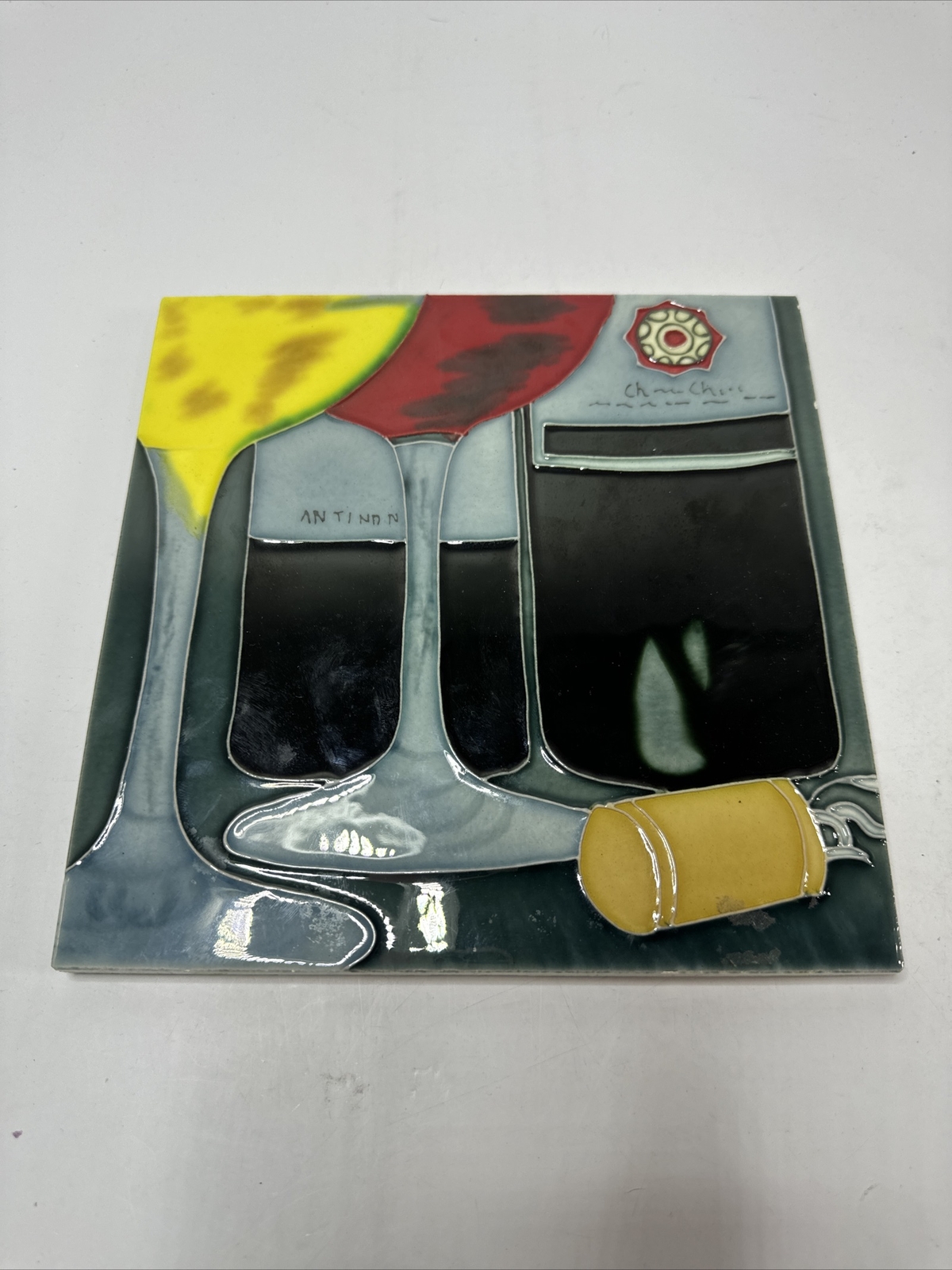 Wine with Glass II – Decorative Ceramic Art Tile – 8″x8″ En Vogue Set Of 2