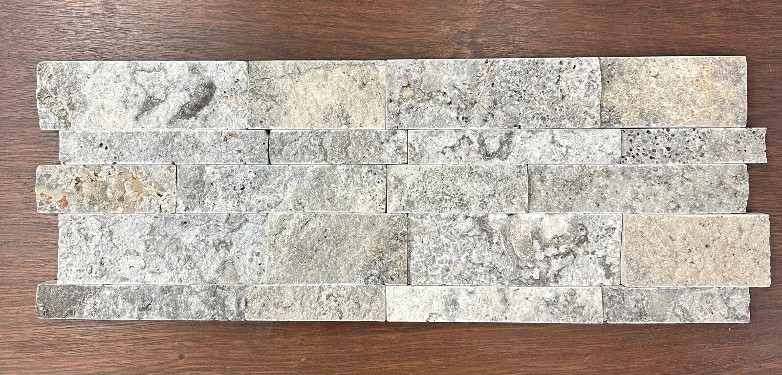 Silver Travertine Stacked Stone Ledger panel 7×20 – sample listing