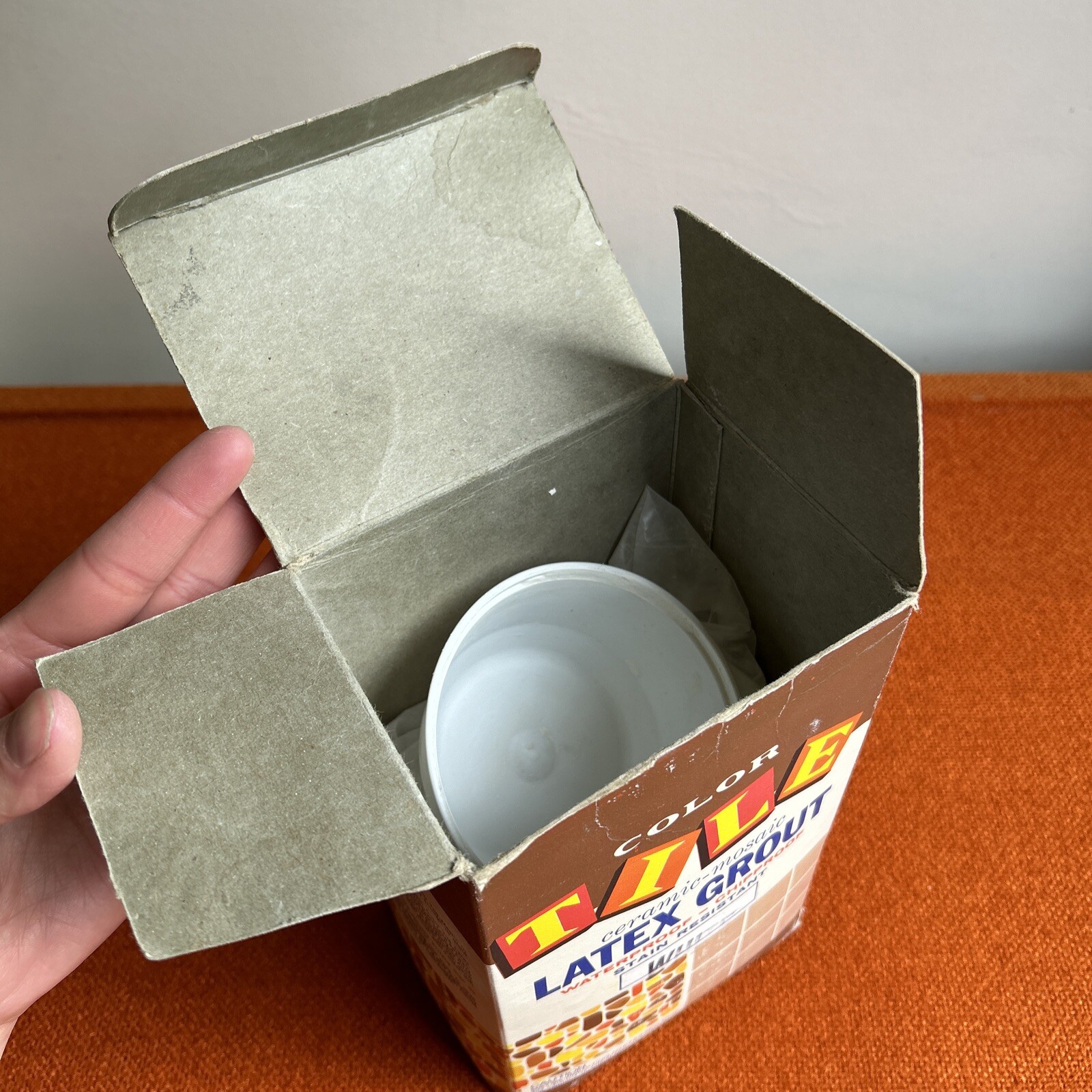 Vintage 1970s Packaging Tile Ceramic Latex Grout Original Box ‘White’ Movie Prop