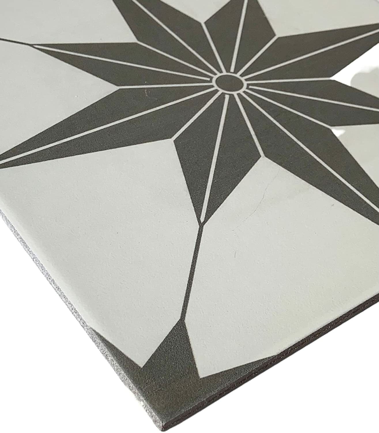 12×12 TrueNorth Geometric Pattern Modern Encaustic Style Ceramic Wall Floor Tile