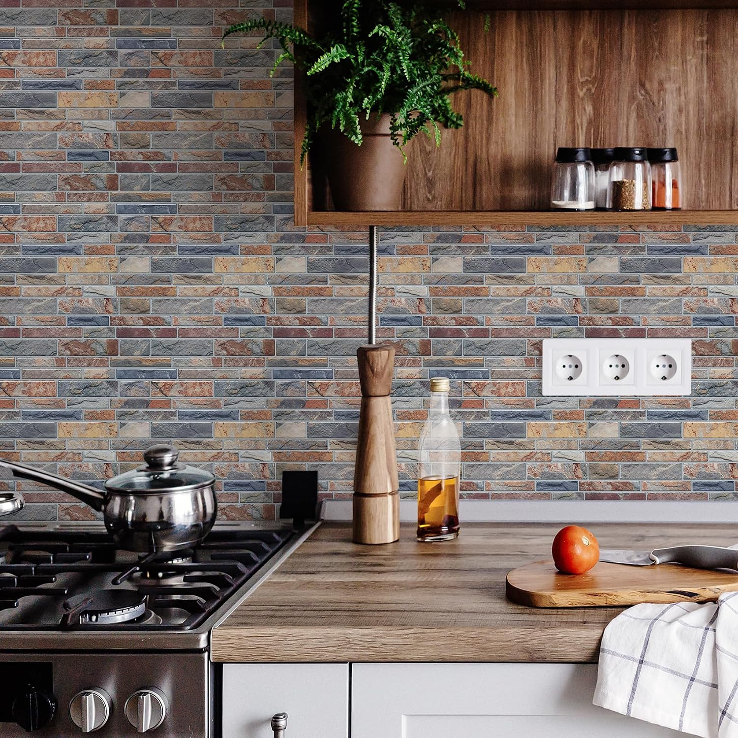 Thicker Design Peel and Stick Tile Backsplash, 12”×12” Stick