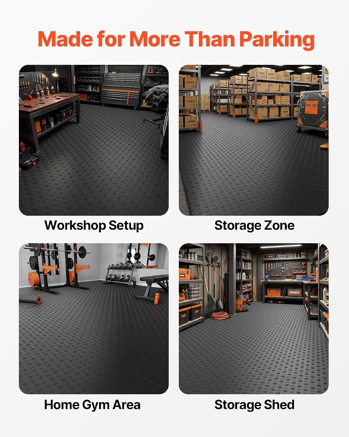 Versatile 12″x12″ Interlocking Floor Tiles for Garage & Repair Shop, 50 Pack