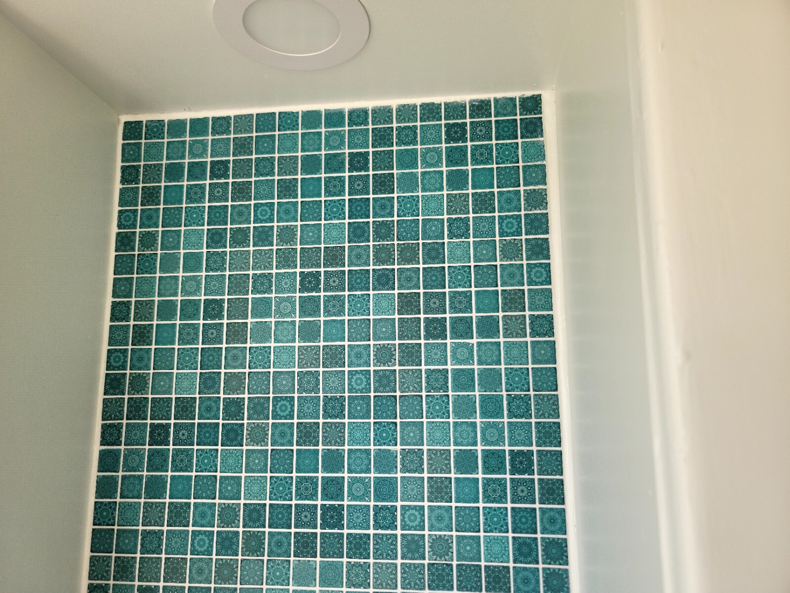 Handmade aquamarine mosaic tile sheets 1″x1″ with 6×6 per sheet