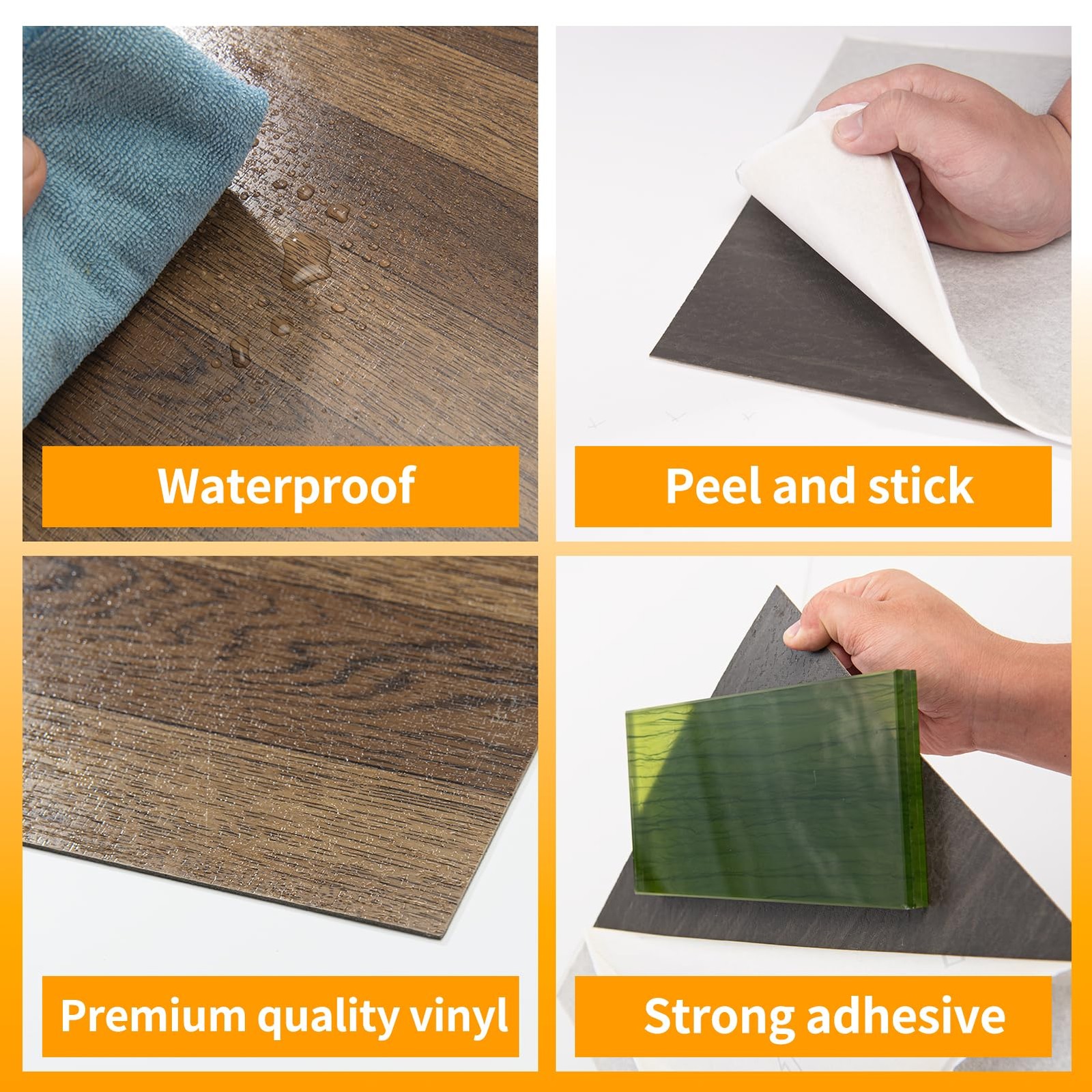 30-Pack Peel and Stick 12 x 12in Vinyl Wood Texture Flooring Tiles, Waterproo…