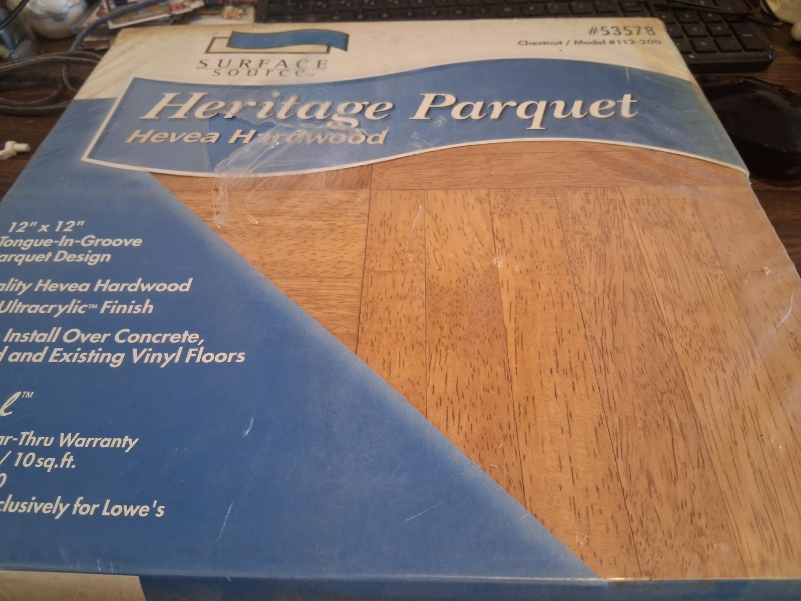 (10 PIECES) SURFACE SOURCE HERITAGE CHESTNUT PARQUET 12″ x 12″ HARDWOOD FLOORING