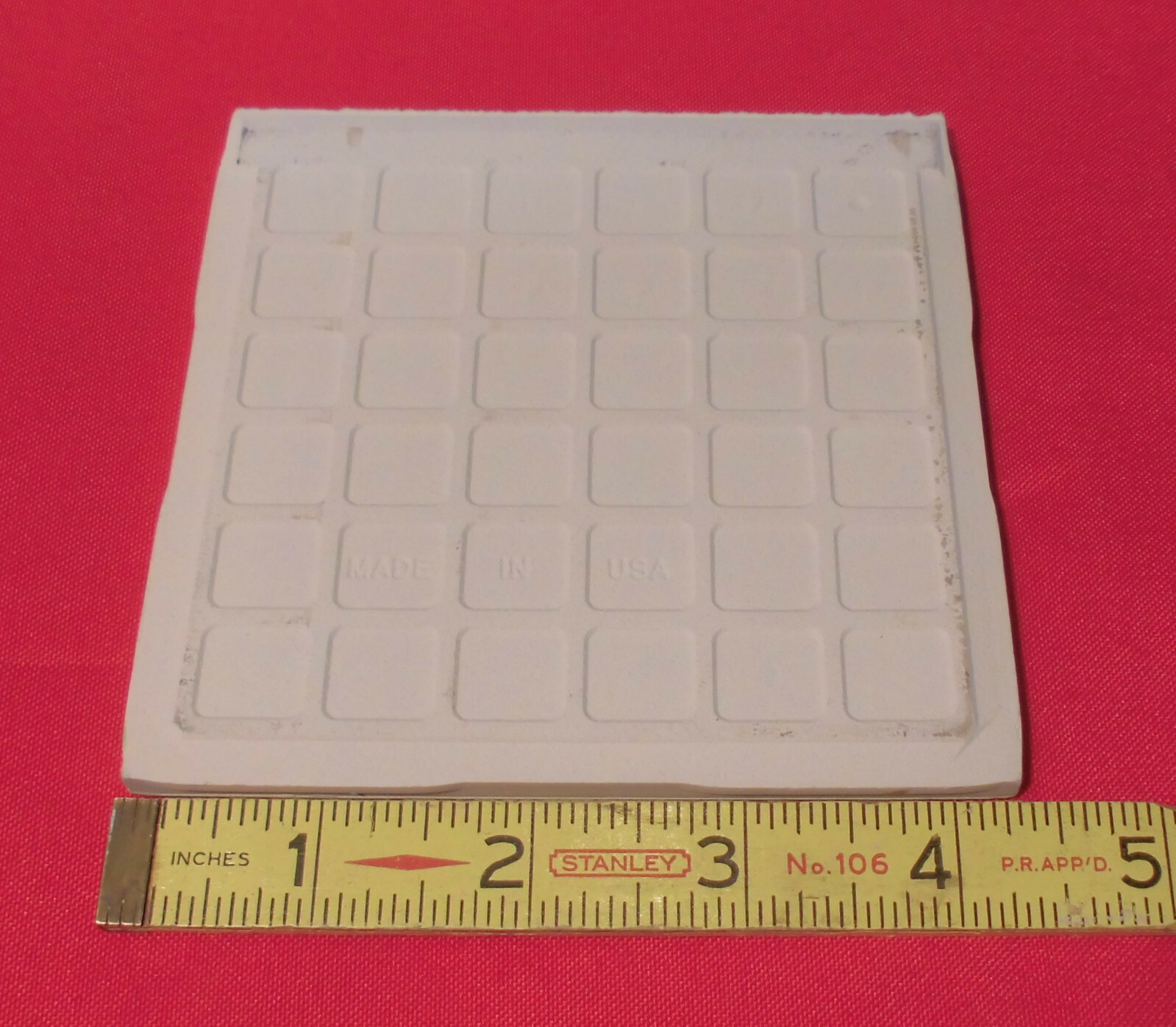 1 pc. *Bone – Almond* Matte Bullnose Ceramic Tile 4-3/8″ by Florida Co. (NOS)