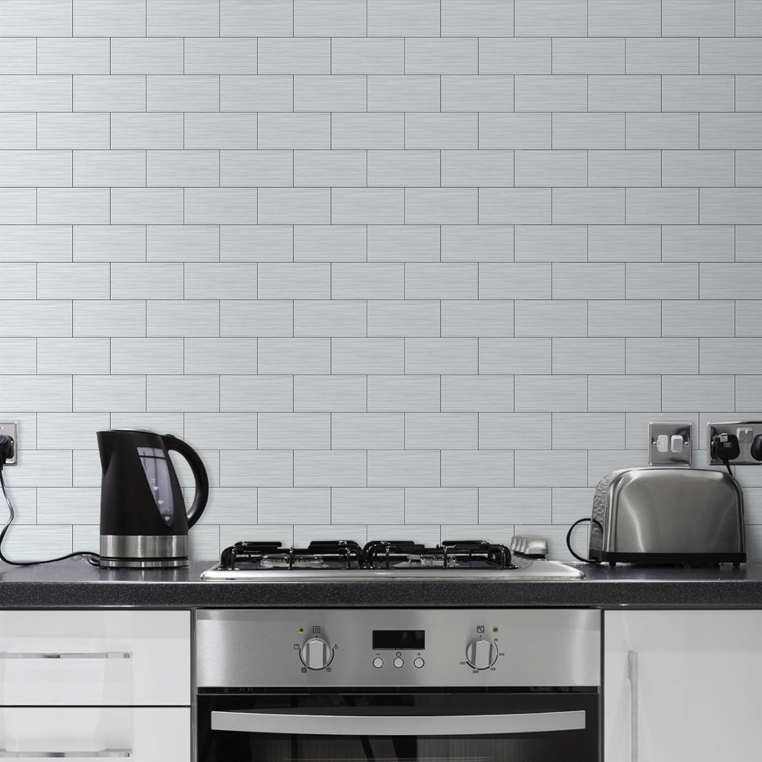 Waterproof 3″ x 6″ Stainless Steel Peel and Stick Subway Tiles for Modern Homes