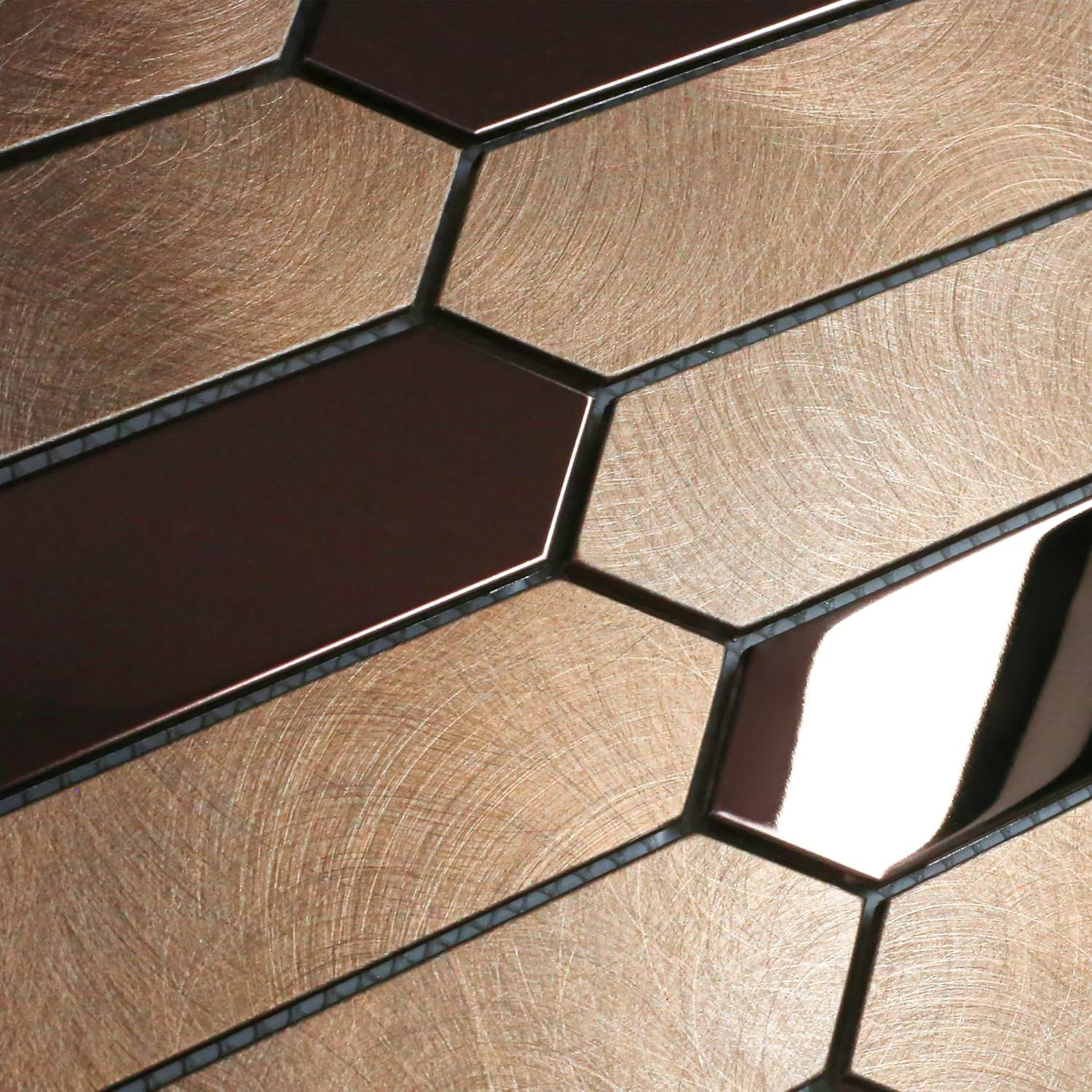 Champagne Gold Hexagon Mosaic Tiles, Metal Stainless Steel, 12×12 Inches, Pack