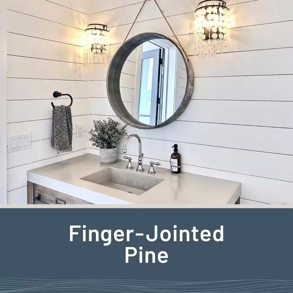 1 In. X 8 In. X 8 Ft. Timeless Farmhouse White Smooth Pine Painted Nickel Gap Sh