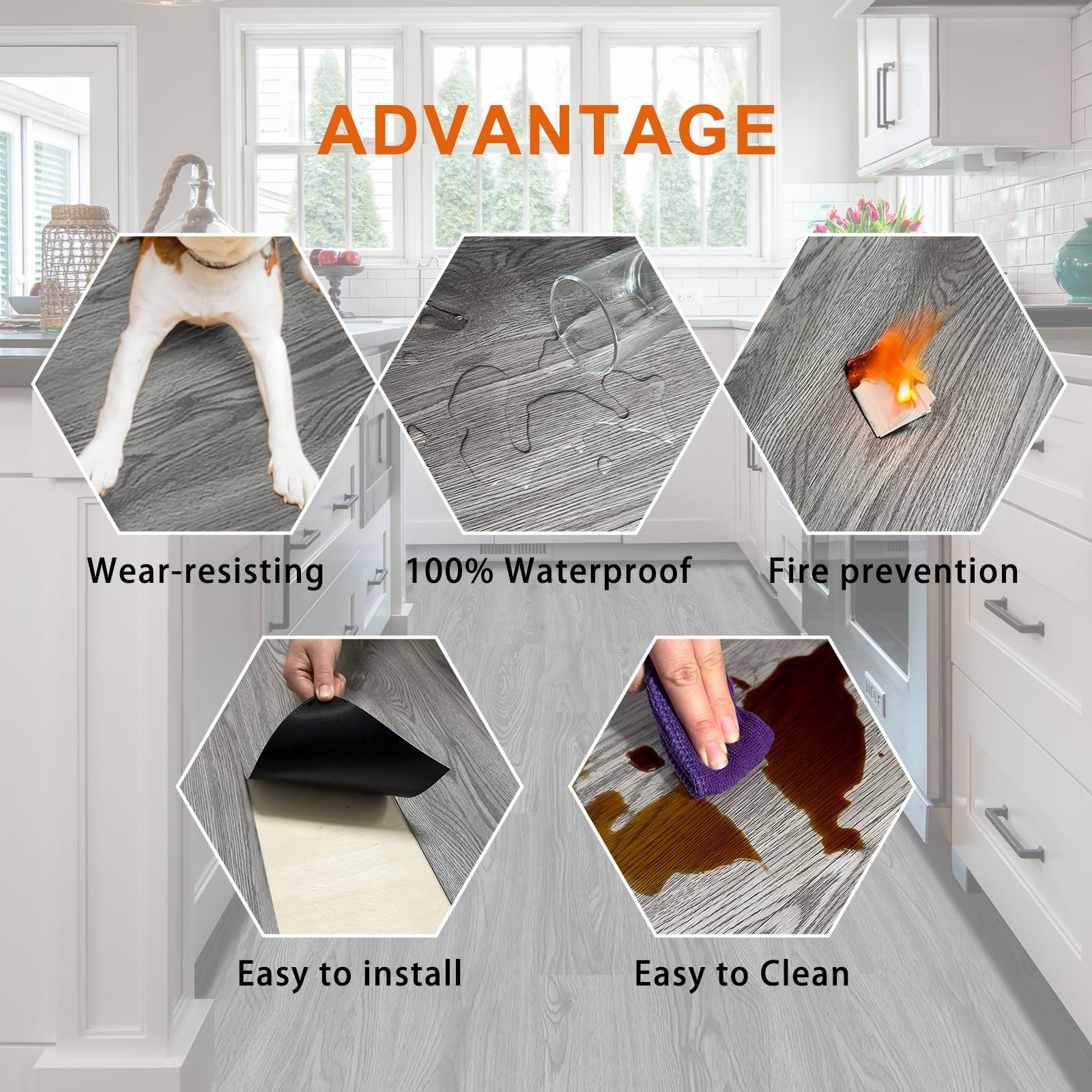 Peel and Stick Floor Tiles, Self-Adhesive Luxury Vinyl Flooring Plank, 6x36in…