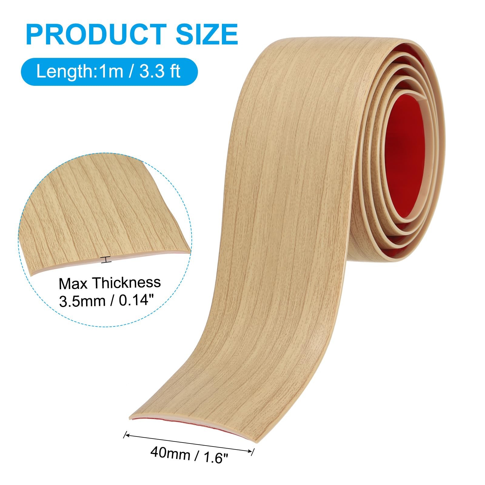 Self Adhesive Floor Transition Strip 1.6 in x 3.3 Ft, Vinyl Laminate Floor Fl…