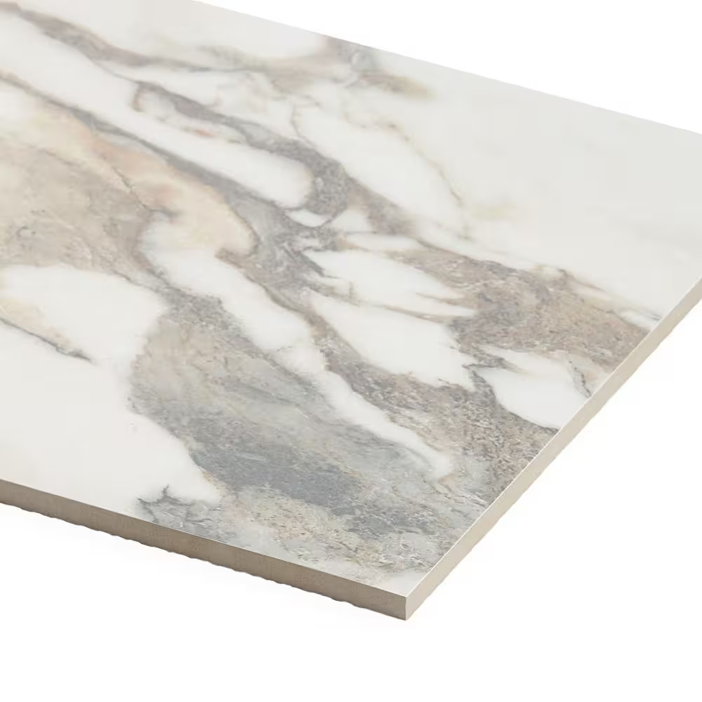 Saroshi Calacatta Rustico 11.81 In. X 23.62 In. Polished Marble Look Porcelain F