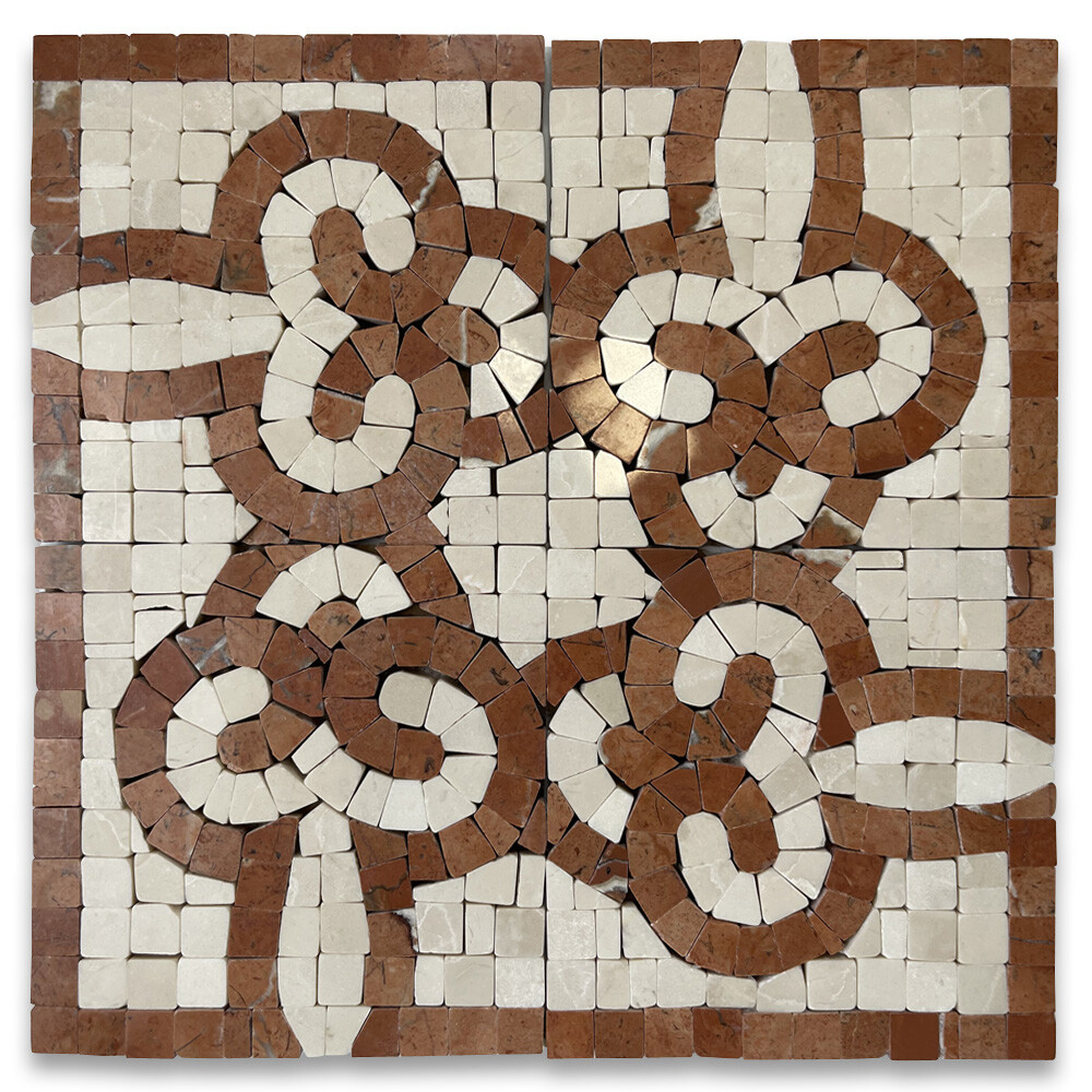 B0012CP Marble Mosaic Border Bathroom Decorative Tile Posy Rojo 4×4 Polished