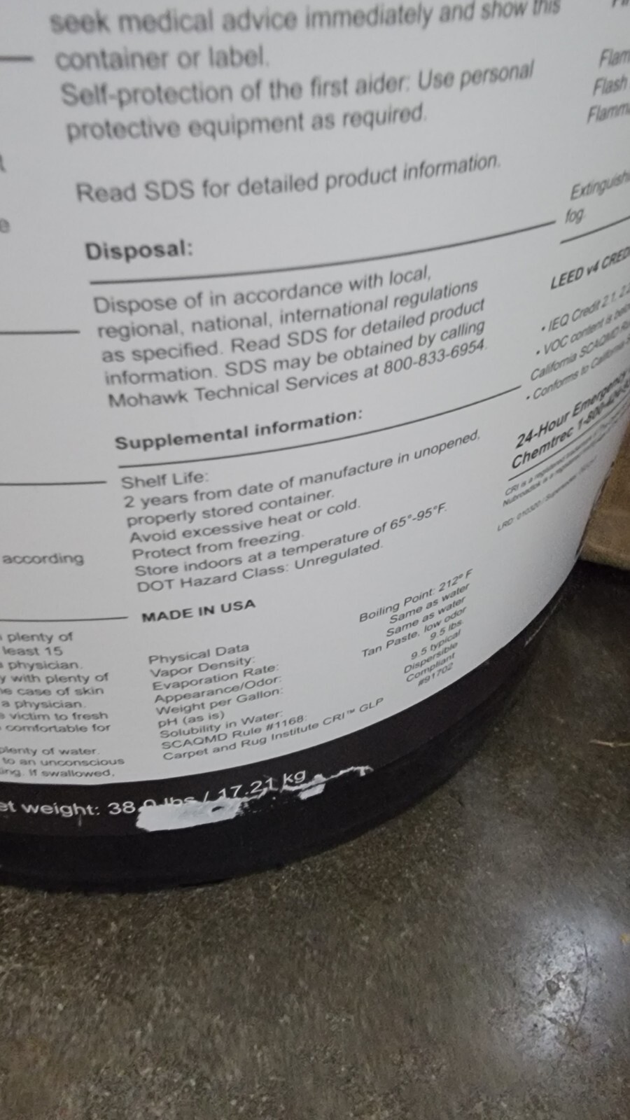 Brand New Four Gallon Containers Of Nubroadlok Carpet Adhesive 4 Gallon
